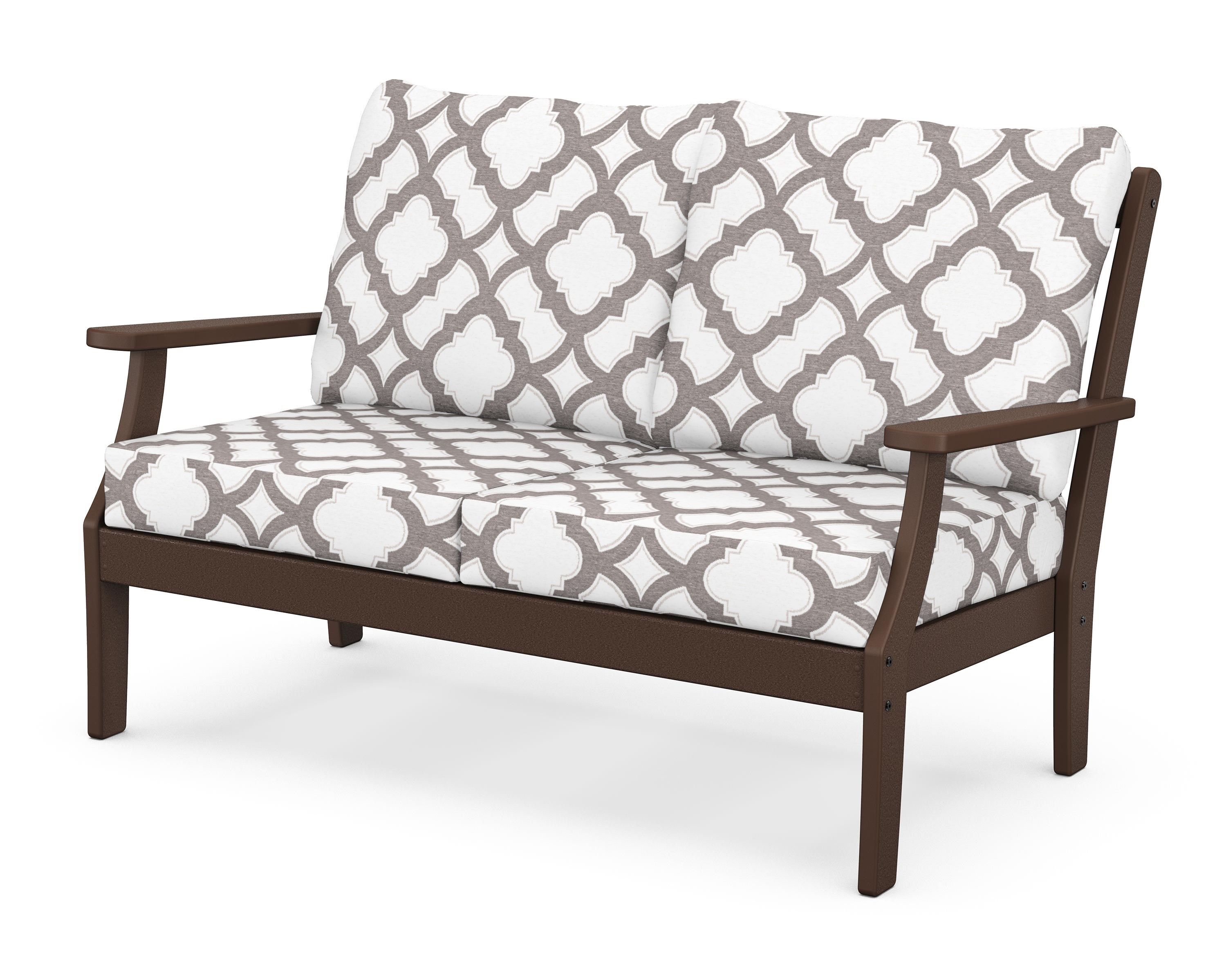 POLYWOOD® Braxton Deep Seating Loveseat in Mahogany / Trellis Grey Mist