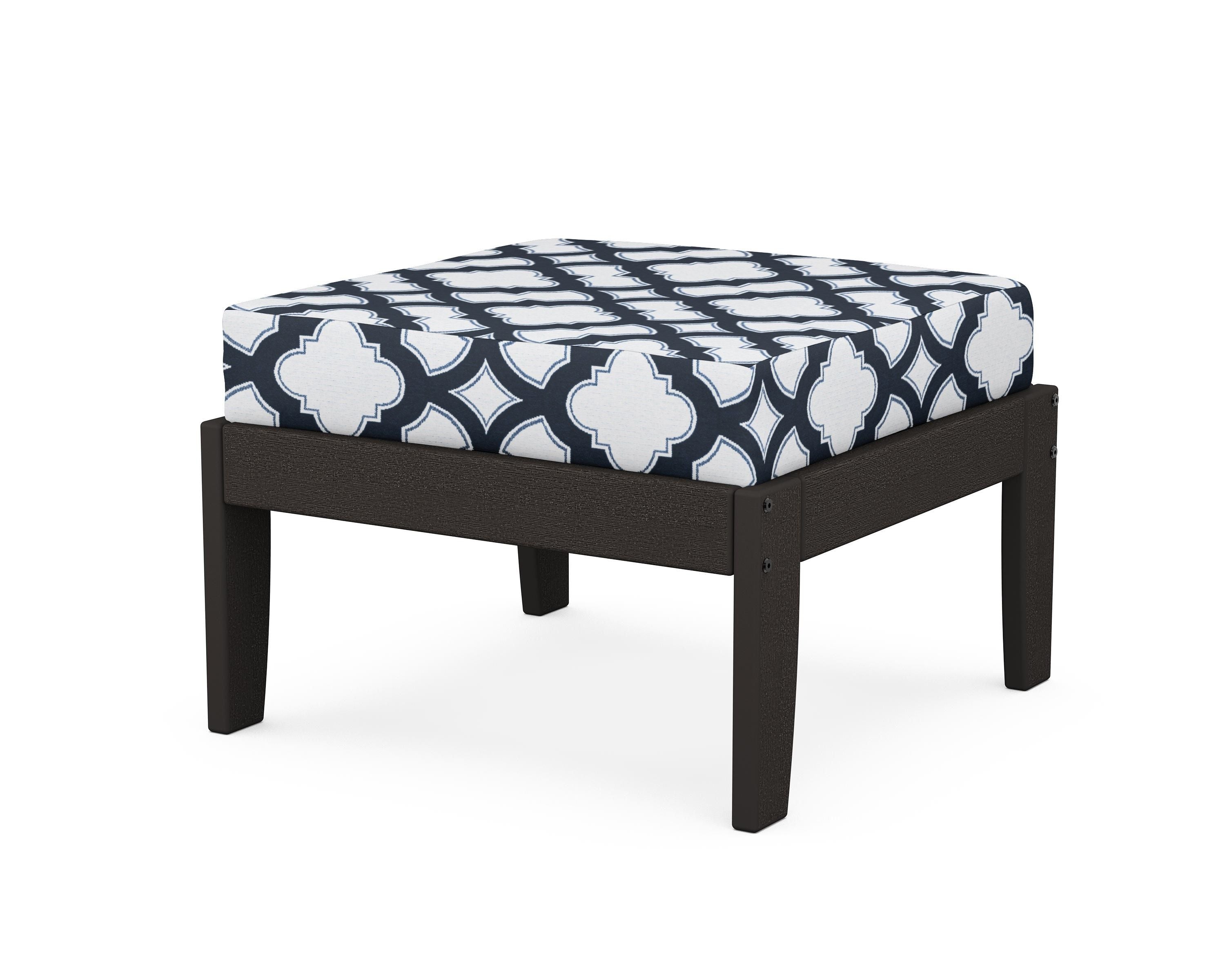 Unbranded Modular Ottoman - Classic in Vintage Coffee / Trellis Marine Indigo