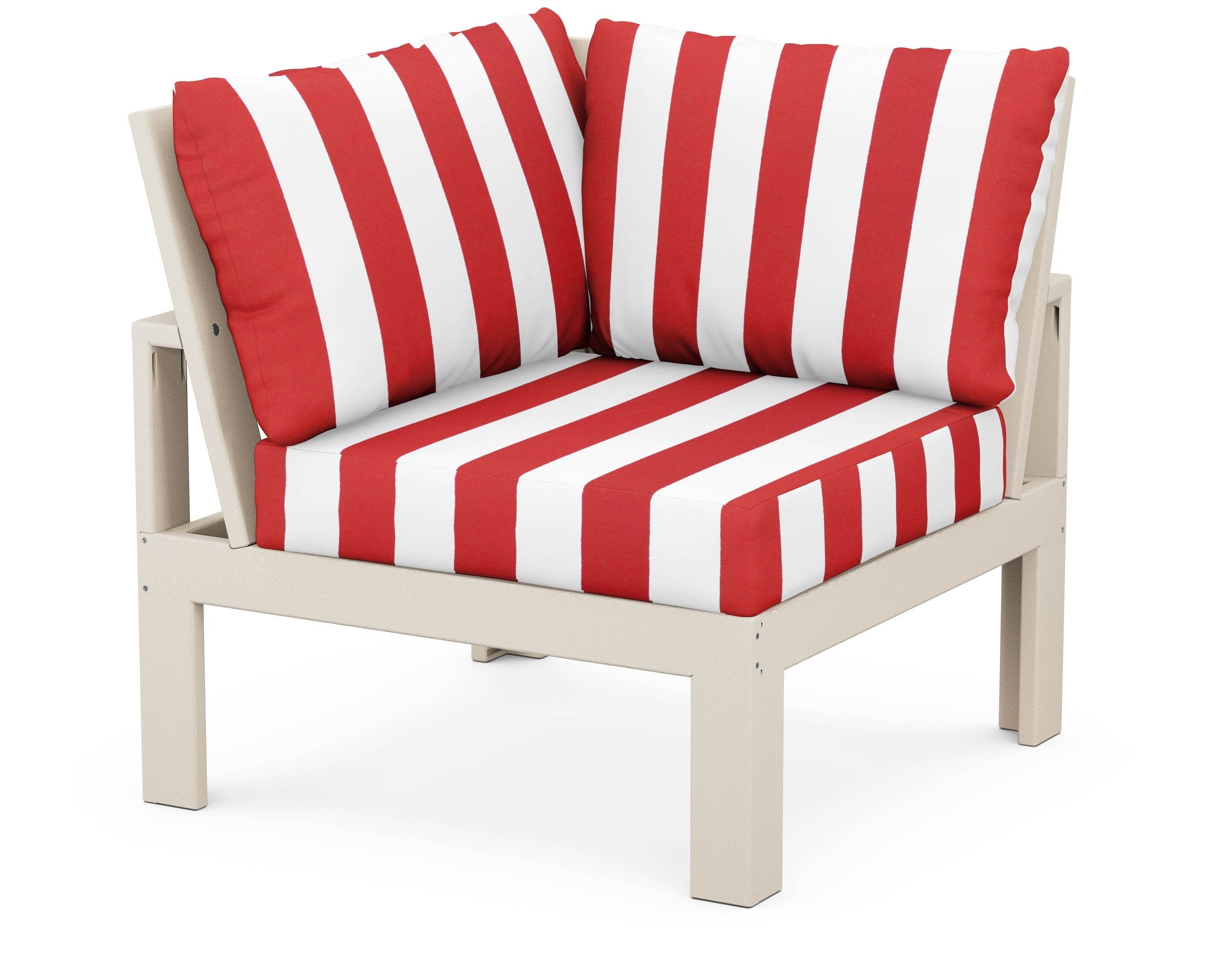 Unbranded Modular Corner Chair in Sand / Cabana Stripe Crimson