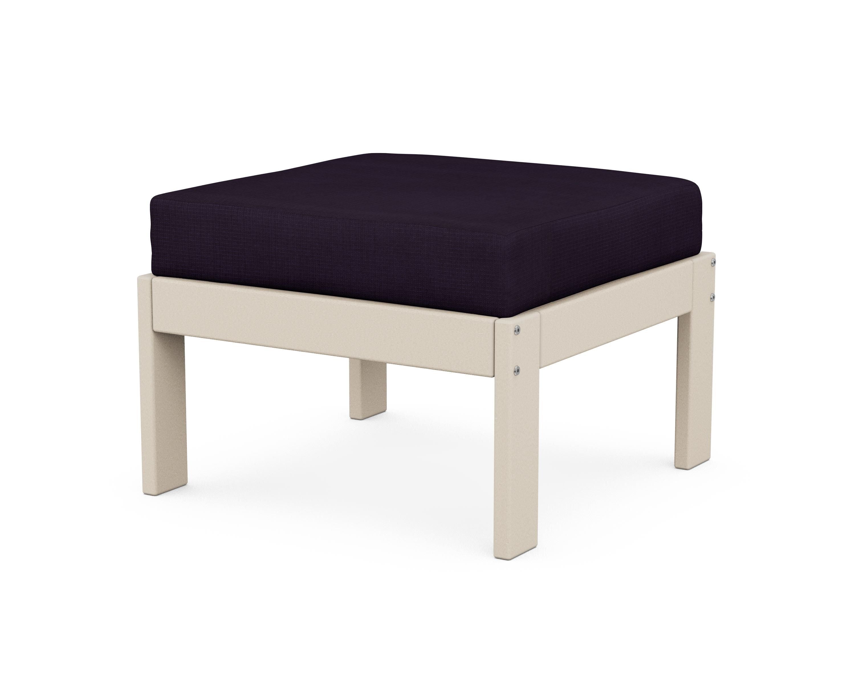 POLYWOOD® Vineyard Modular Ottoman in Sand / Navy Linen