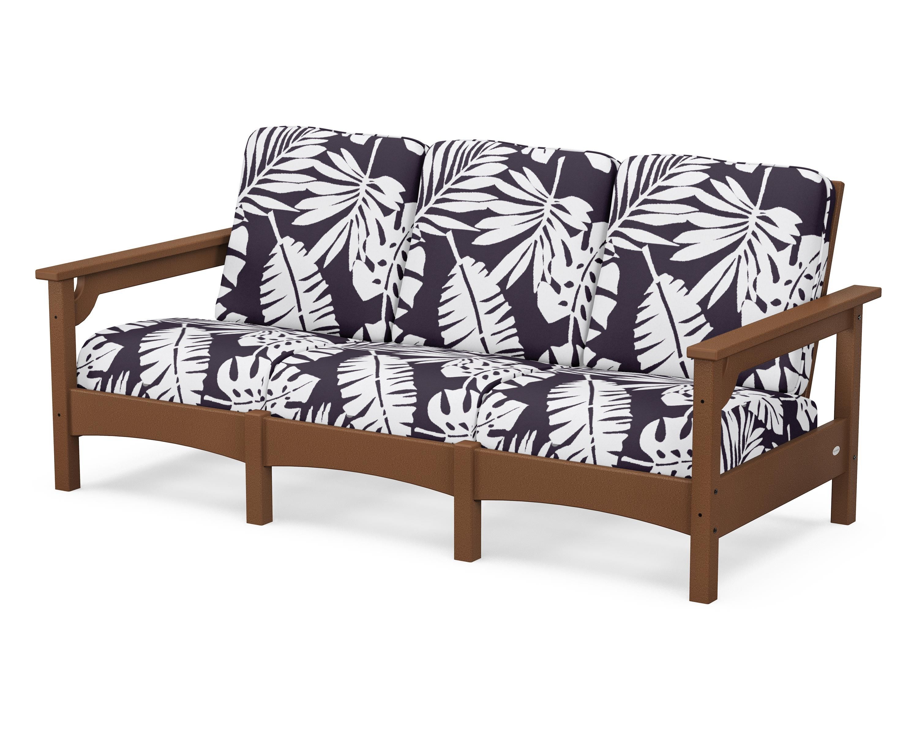 POLYWOOD® Club Sofa in Teak / Leaf Navy