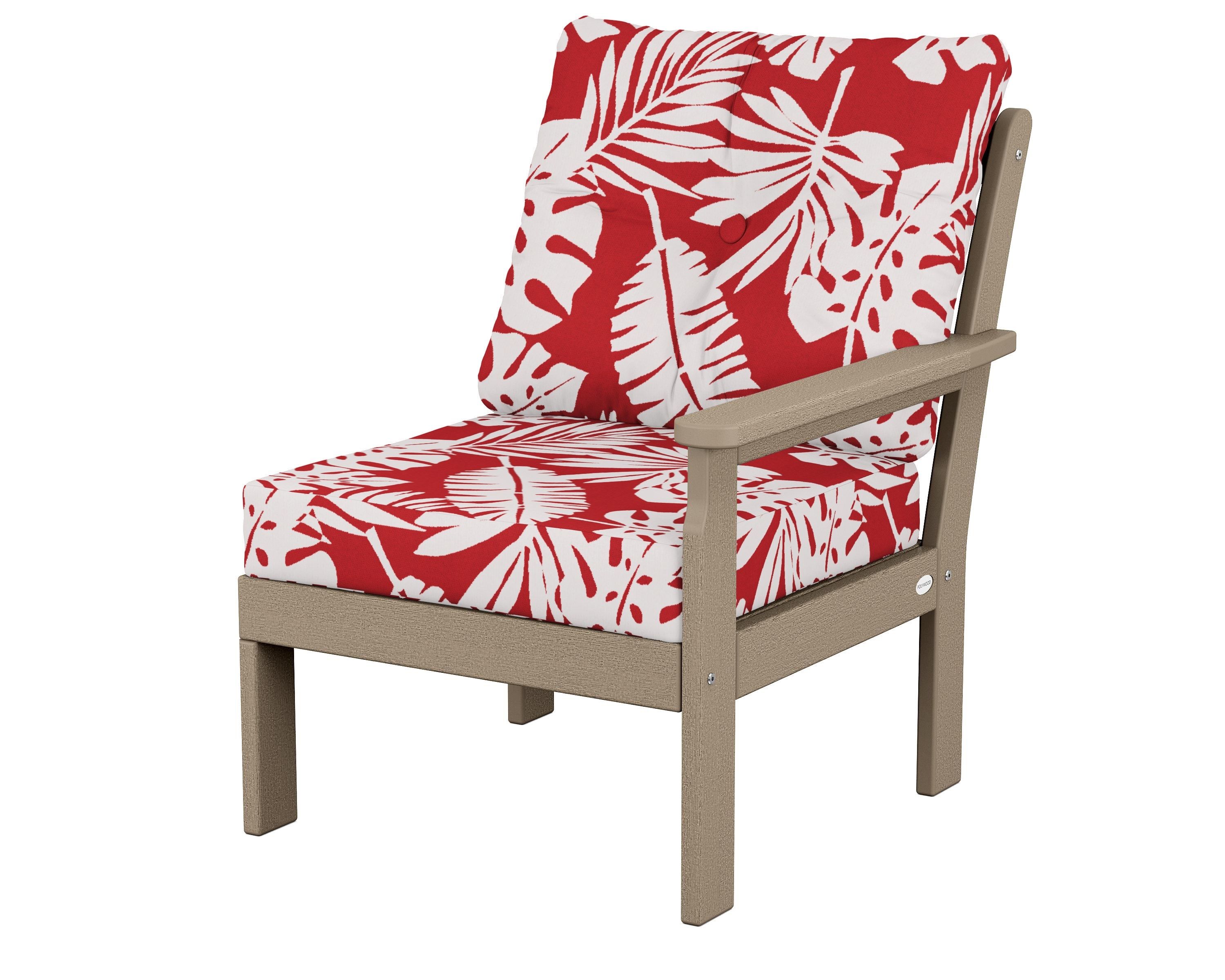 POLYWOOD® Vineyard Modular Right Arm Chair in Vintage Sahara / Leaf Crimson