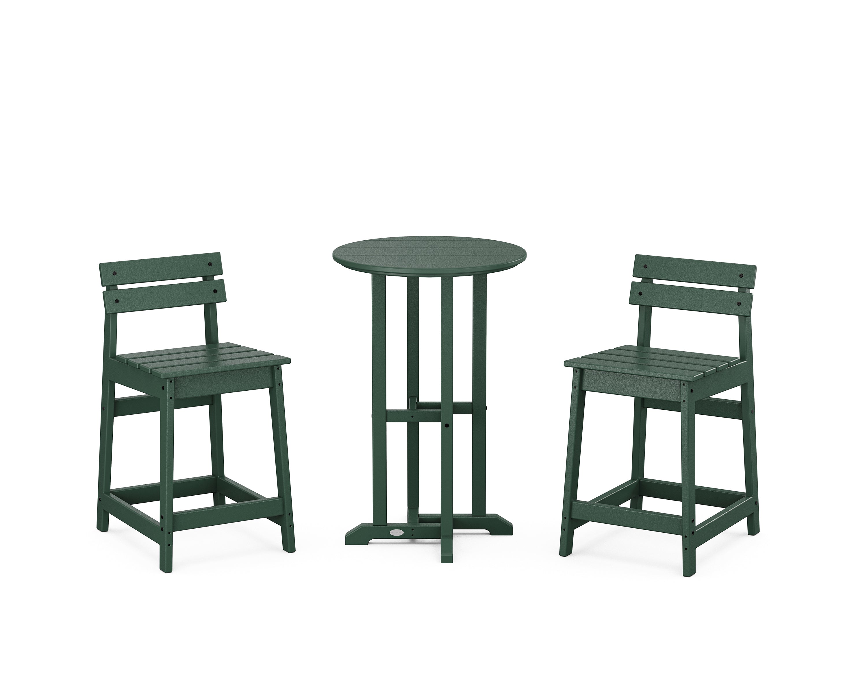 POLYWOOD® Modern Studio Plaza Lowback 3-Piece Bistro Counter Set in Green