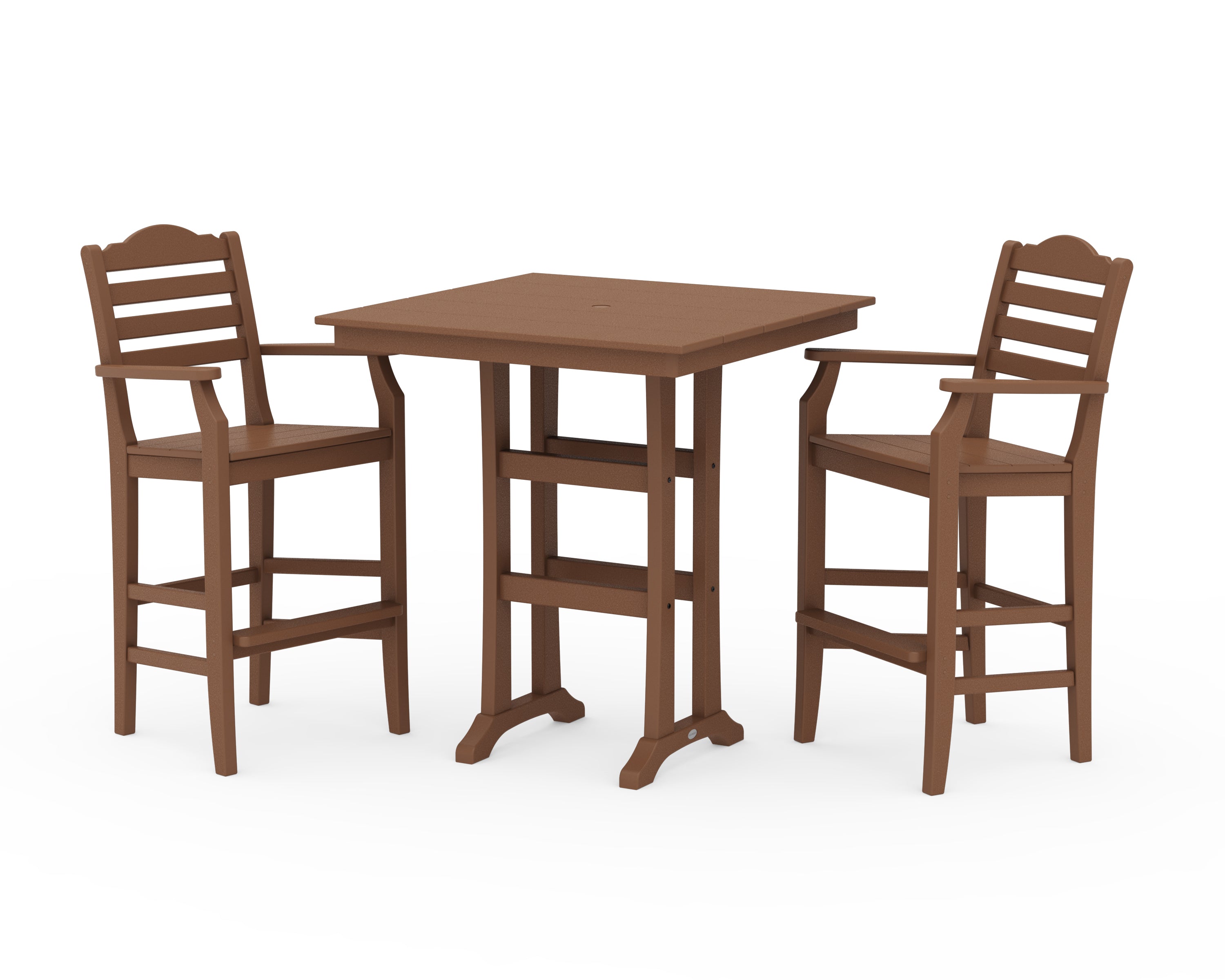 Draper James™ by POLYWOOD® Savannah 3-Piece Farmhouse Bar Set with Trestle Legs in Teak