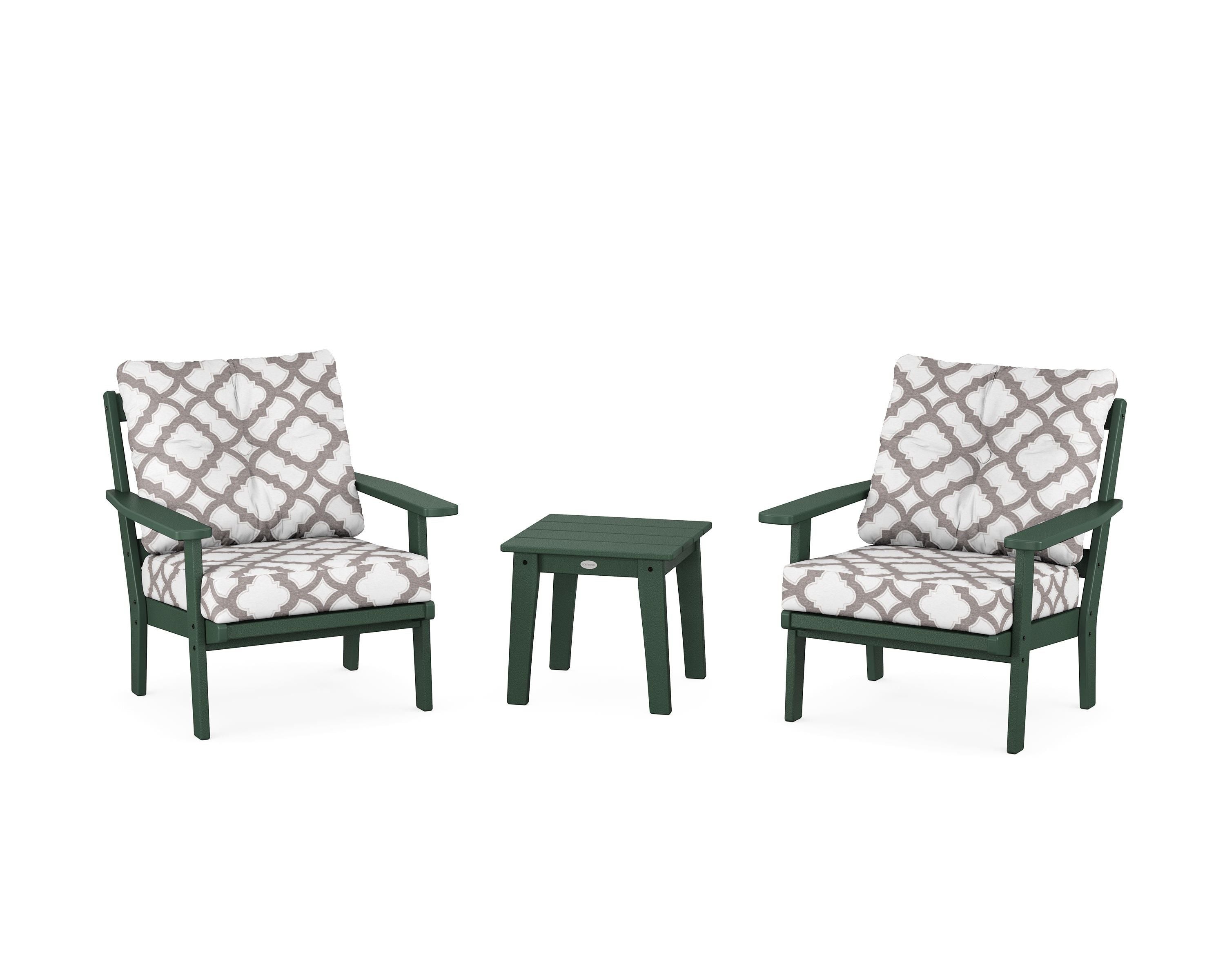 POLYWOOD® Prairie 3-Piece Deep Seating Set in Green / Trellis Grey Mist