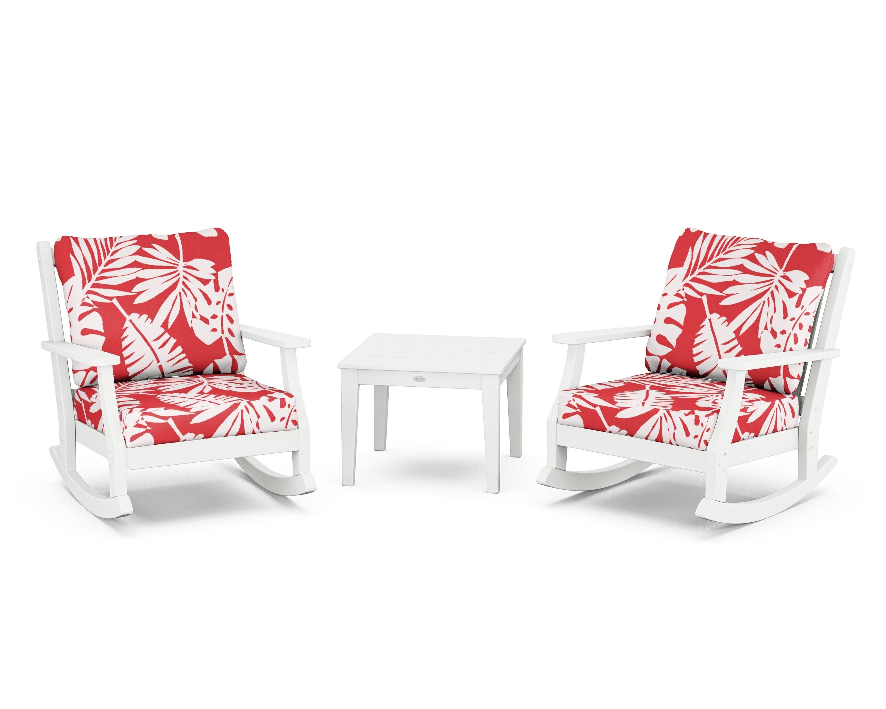 Country Living Wovendale 3-Piece Deep Seating Rocker Set in White / Leaf Crimson