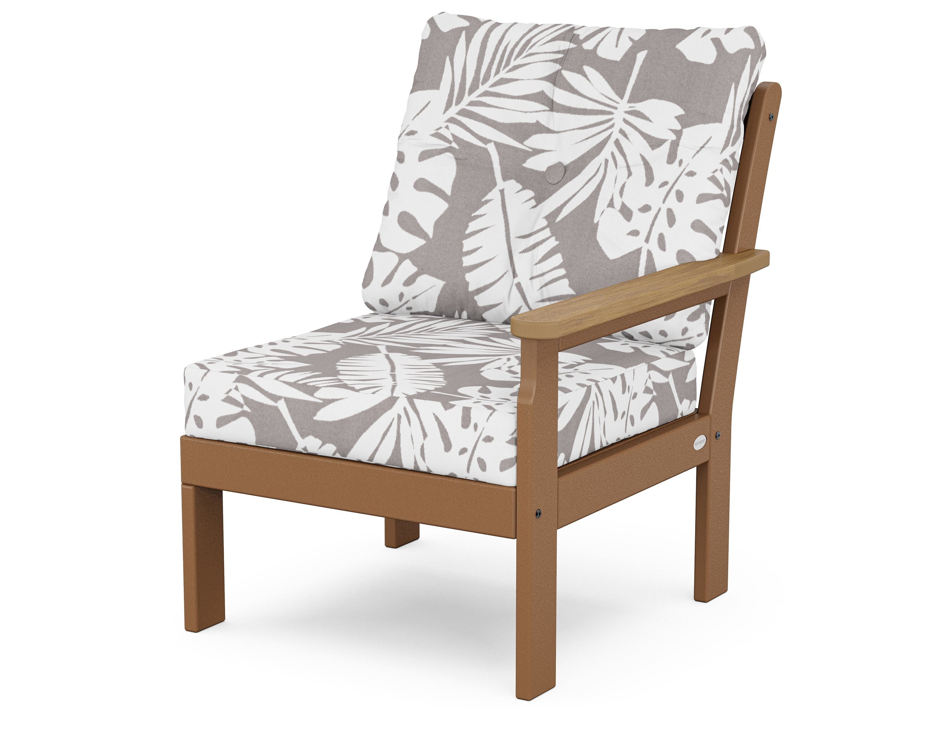 POLYWOOD® Vineyard Modular Right Arm Chair in Teak / Natural / Leaf Grey Mist