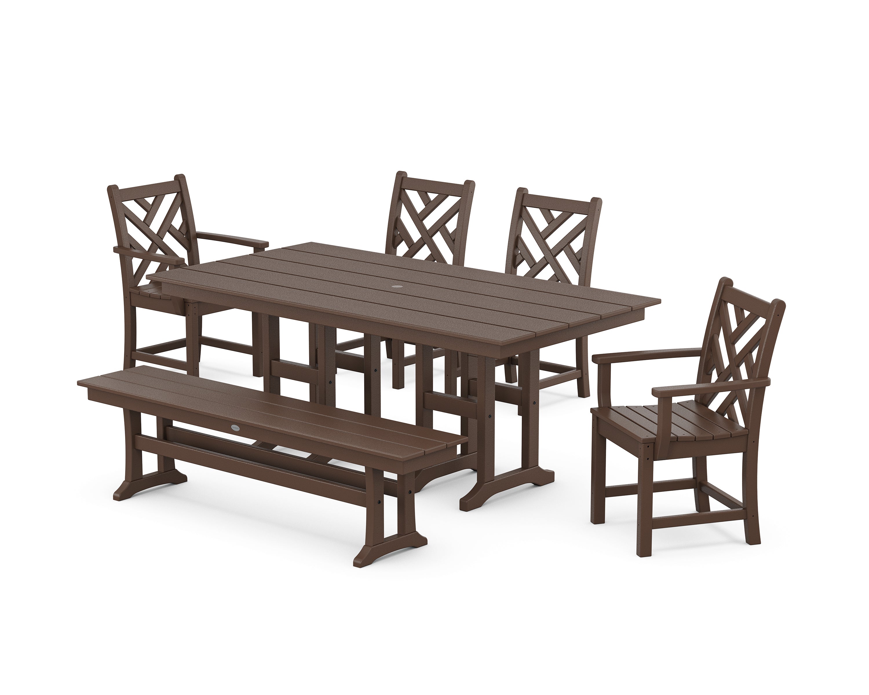 POLYWOOD® Chippendale 6-Piece Farmhouse Dining Set in Mahogany