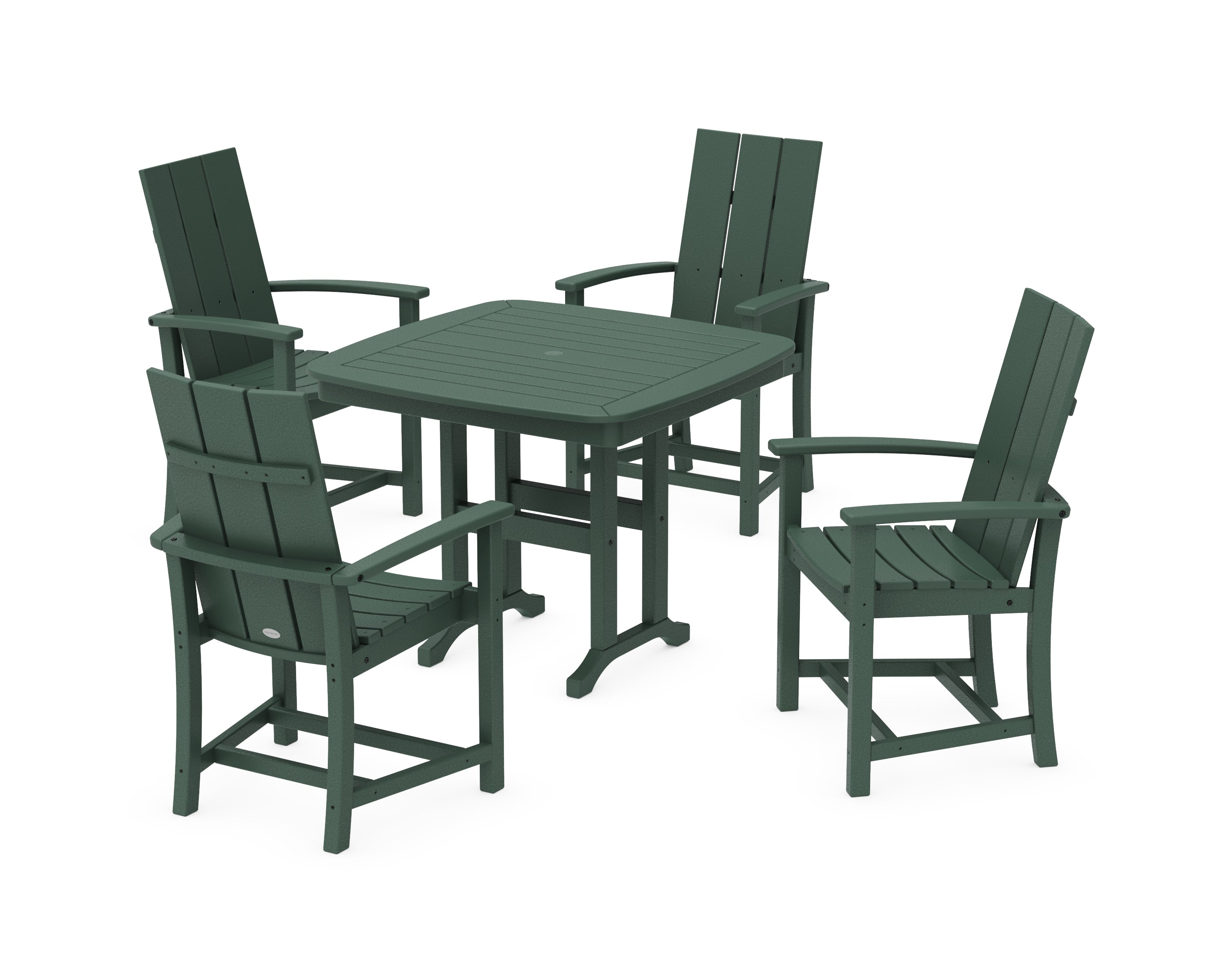 POLYWOOD® Modern Adirondack 5-Piece Dining Set in Green