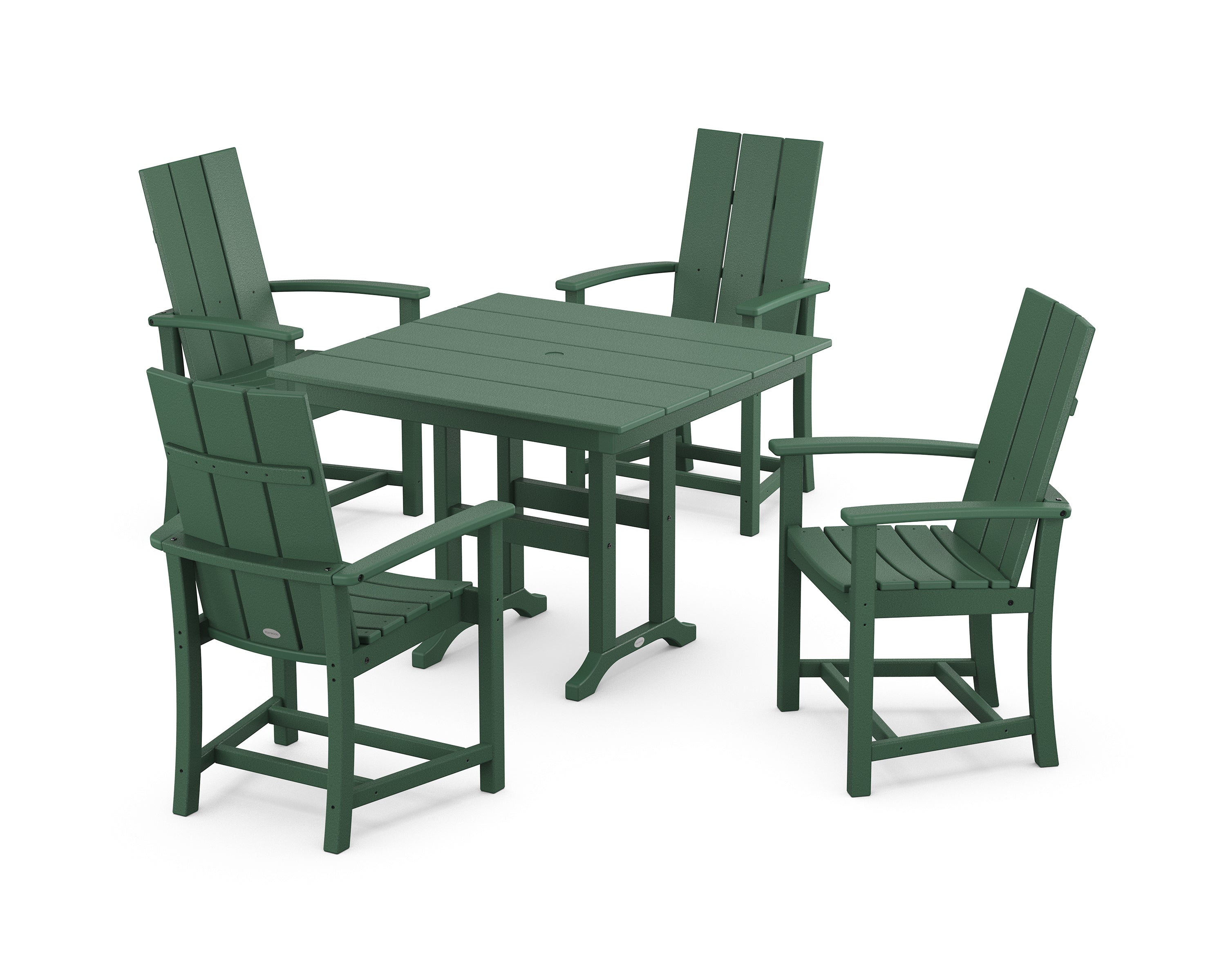 POLYWOOD® Modern Adirondack 5-Piece Farmhouse Dining Set in Green