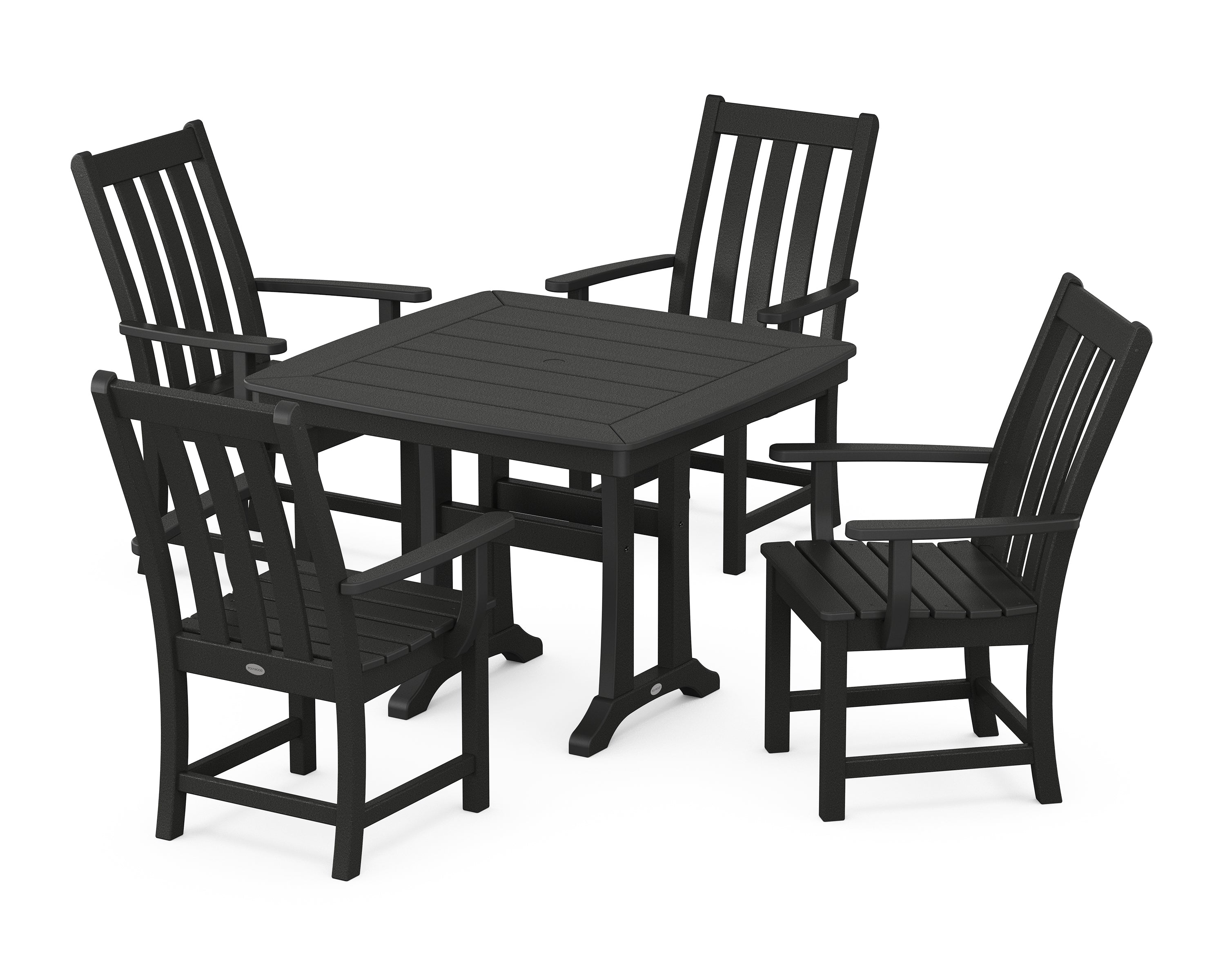POLYWOOD® Vineyard 5-Piece Dining Set with Trestle Legs in Black