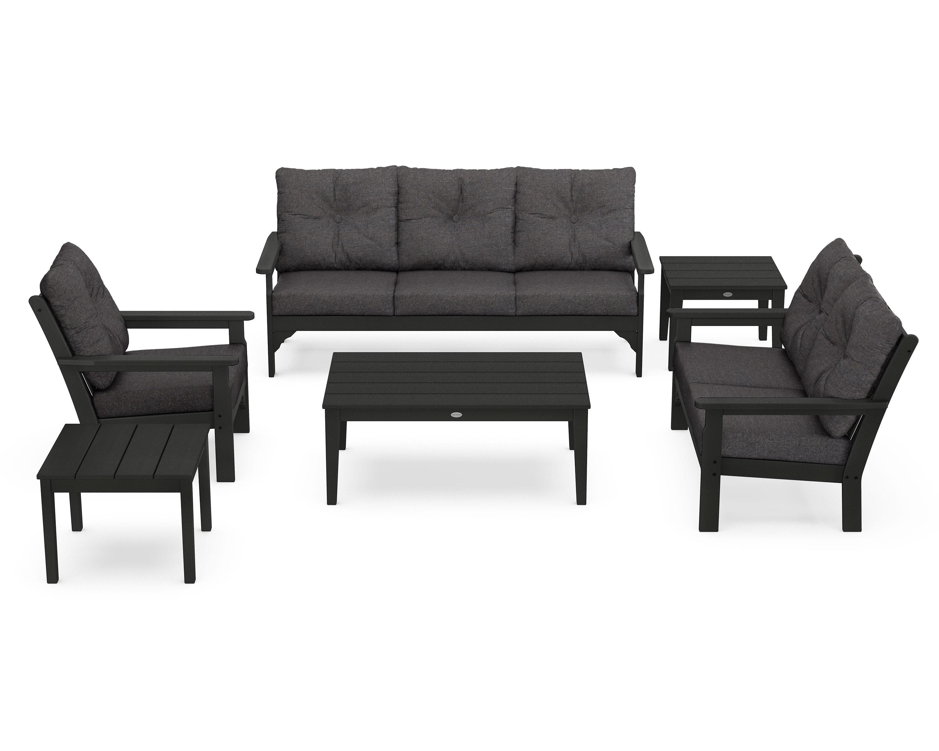 POLYWOOD® Vineyard 6-Piece Deep Seating Set in Black / Ash Charcoal