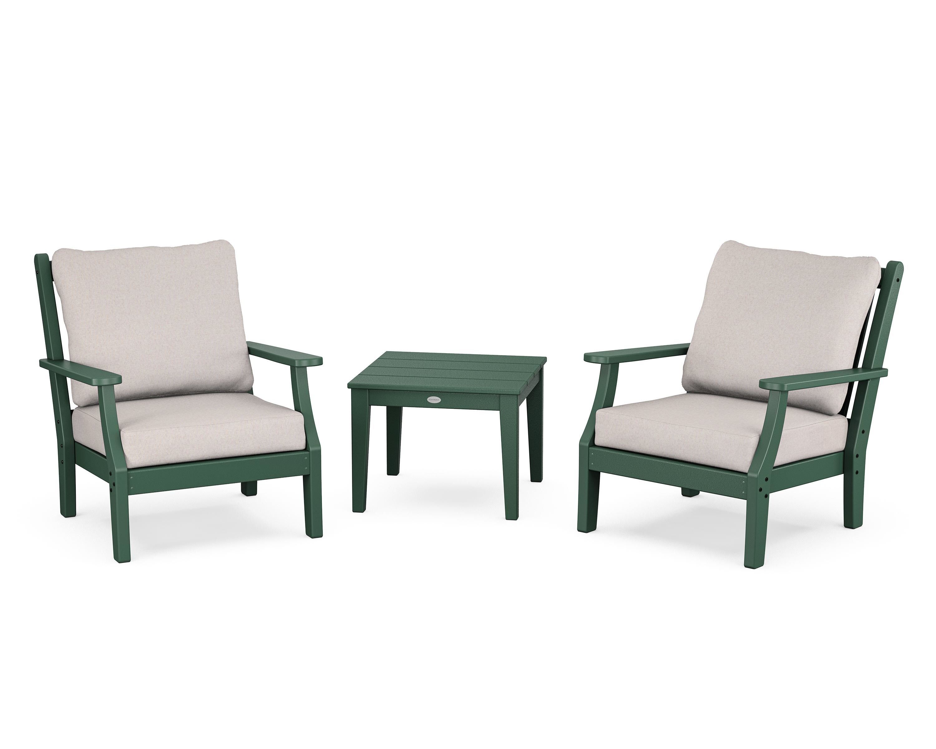 Country Living Wovendale 3-Piece Deep Seating Set in Green / Dune Burlap