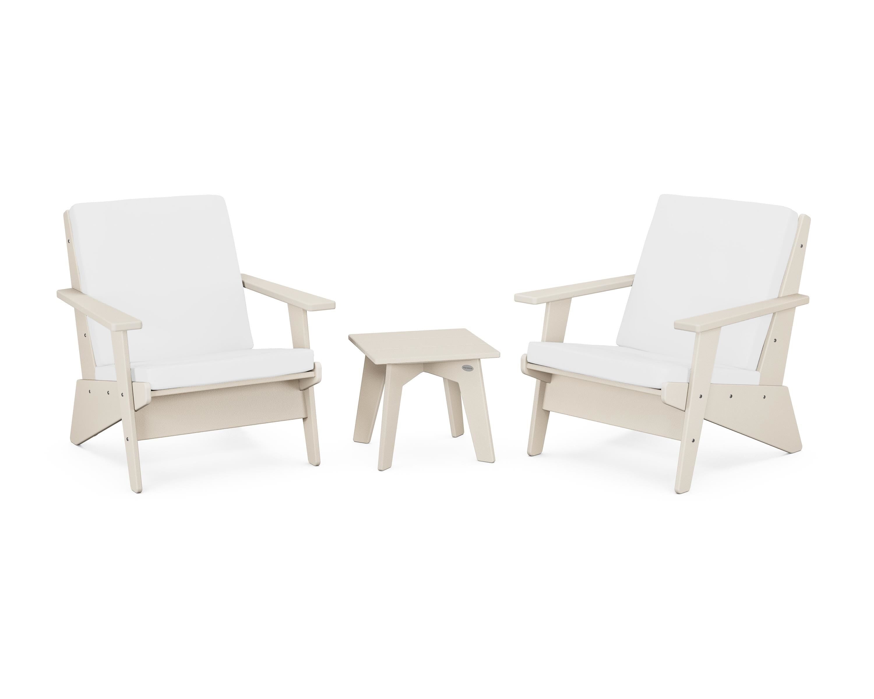 POLYWOOD® Riviera Modern Lounge 3-Piece Set in Sand / Natural