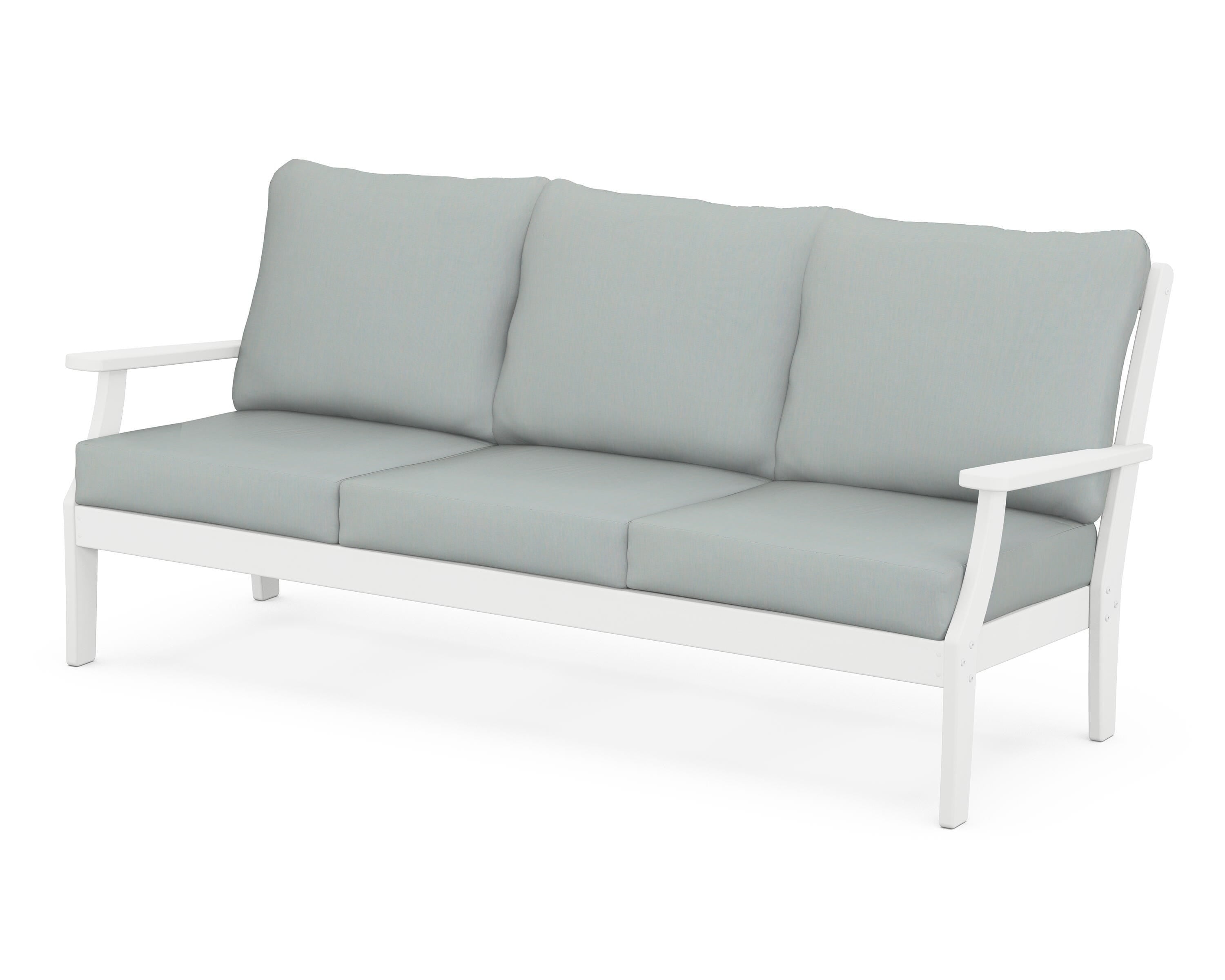 POLYWOOD® Braxton Deep Seating Sofa in White / Spa