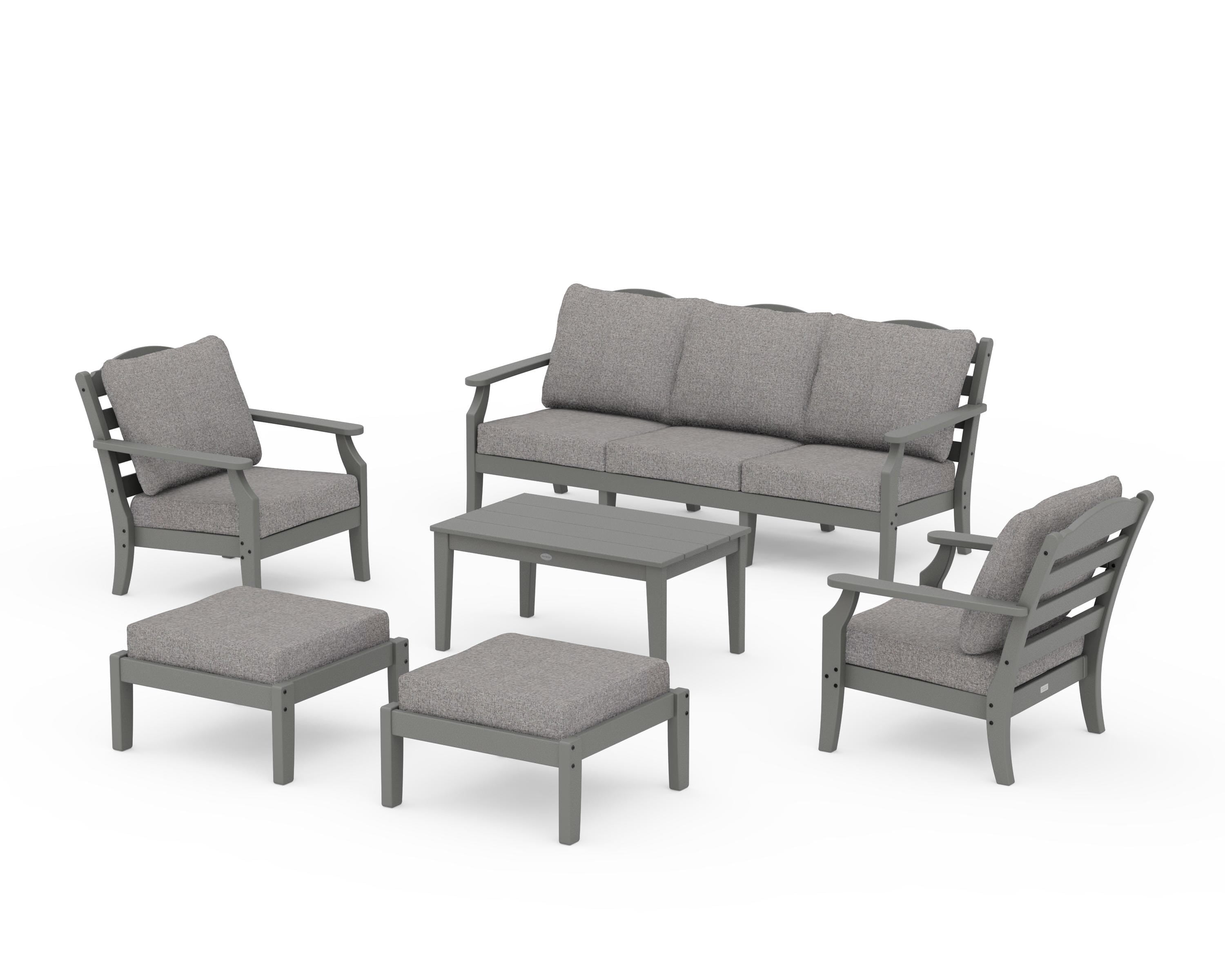 Draper James™ by POLYWOOD® Savannah 6-Piece Lounge Sofa Set in Slate Grey / Grey Mist