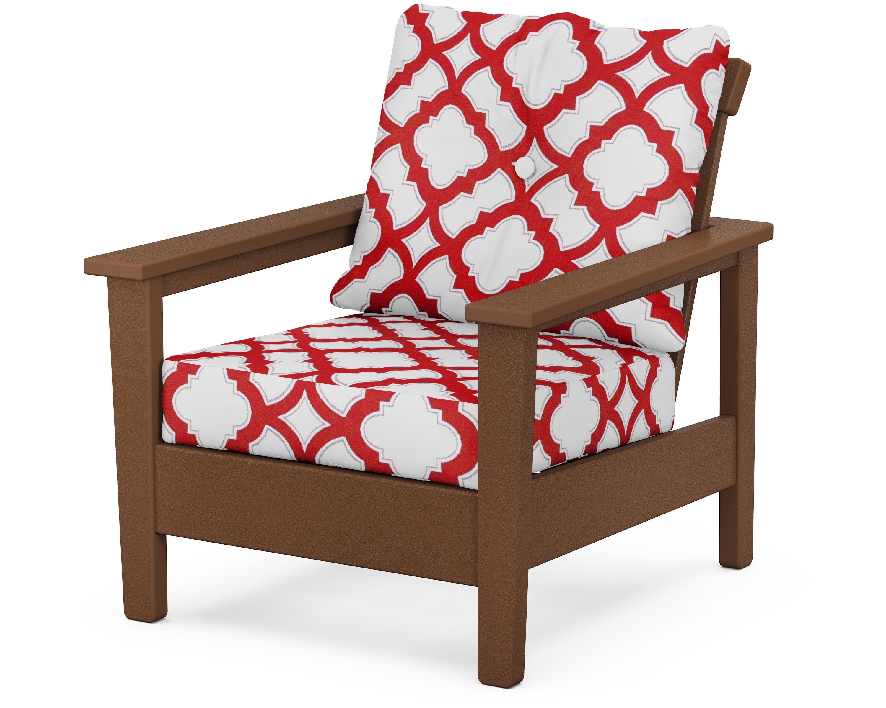 POLYWOOD® Prescott Deep Seating Chair in Teak / Trellis Crimson