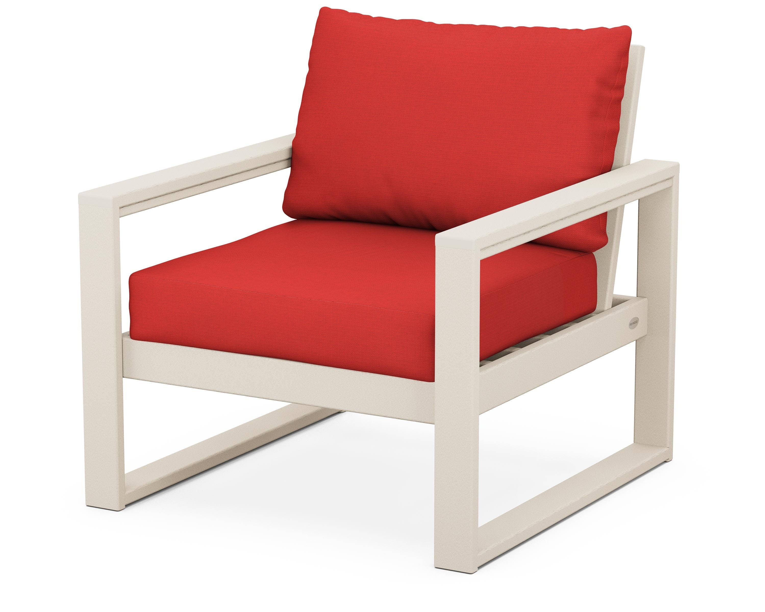 POLYWOOD® EDGE Club Chair in Sand / Crimson Linen
