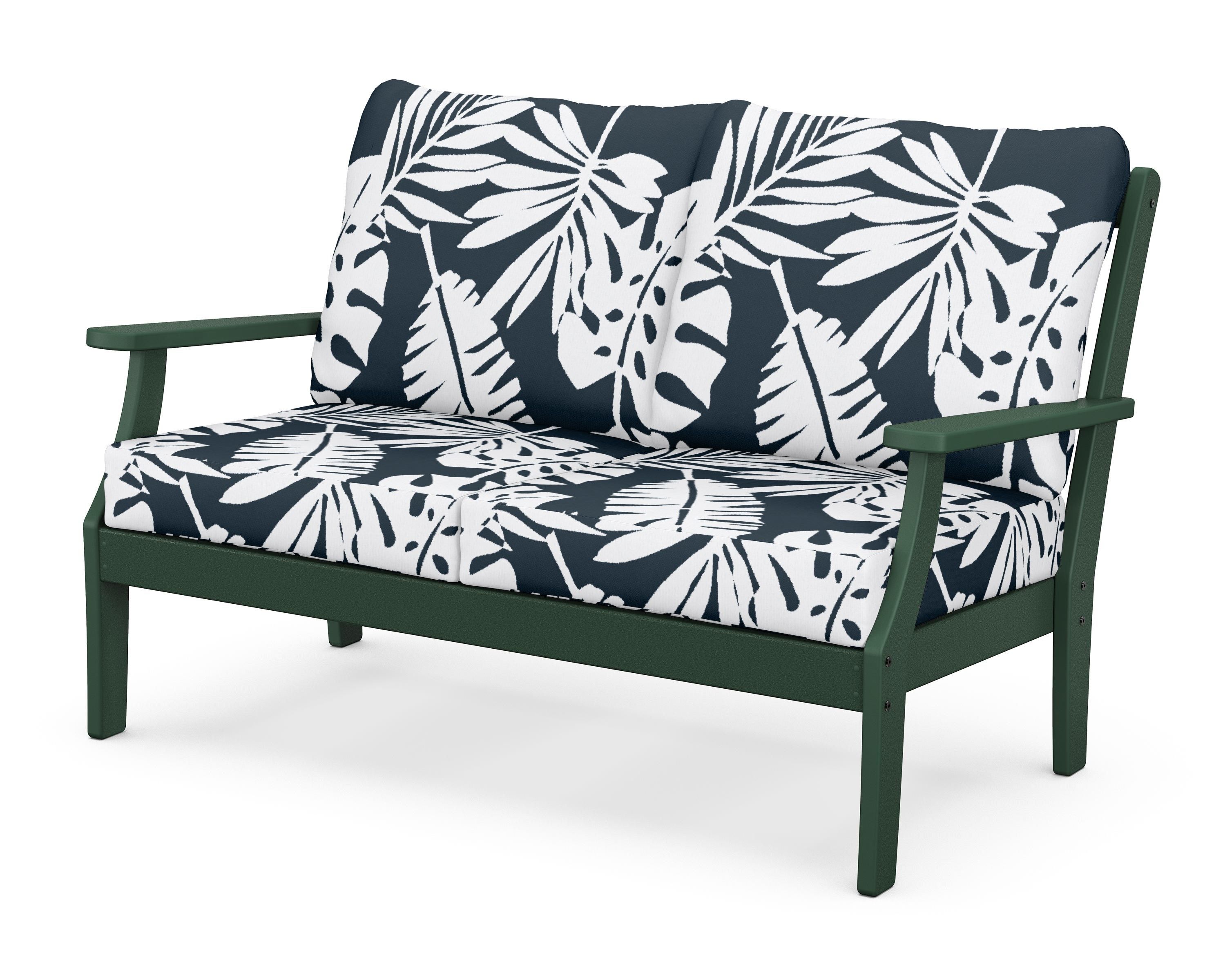 POLYWOOD® Braxton Deep Seating Loveseat in Green / Leaf Marine Indigo
