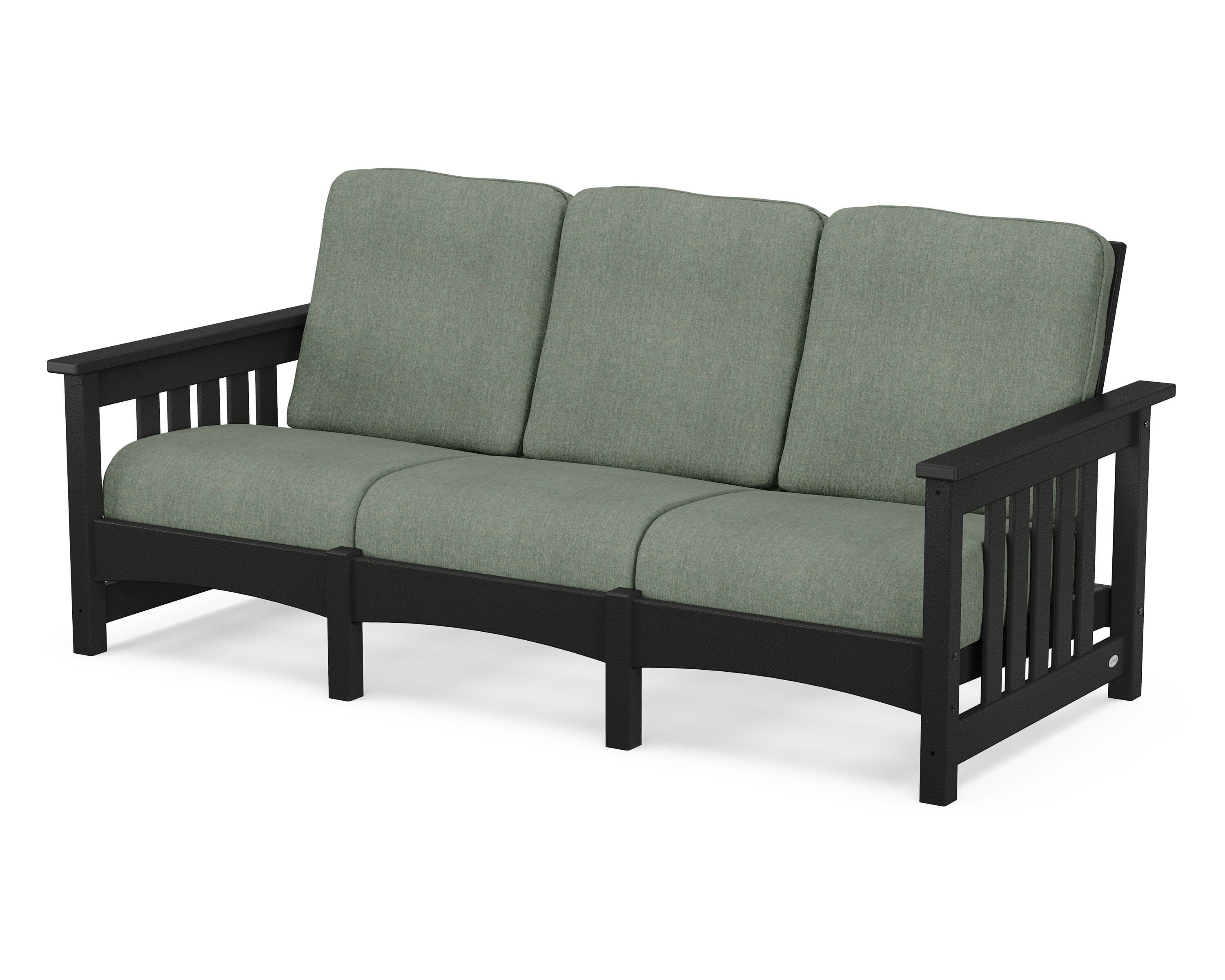 POLYWOOD® Club Mission Sofa in Black / Cast Sage
