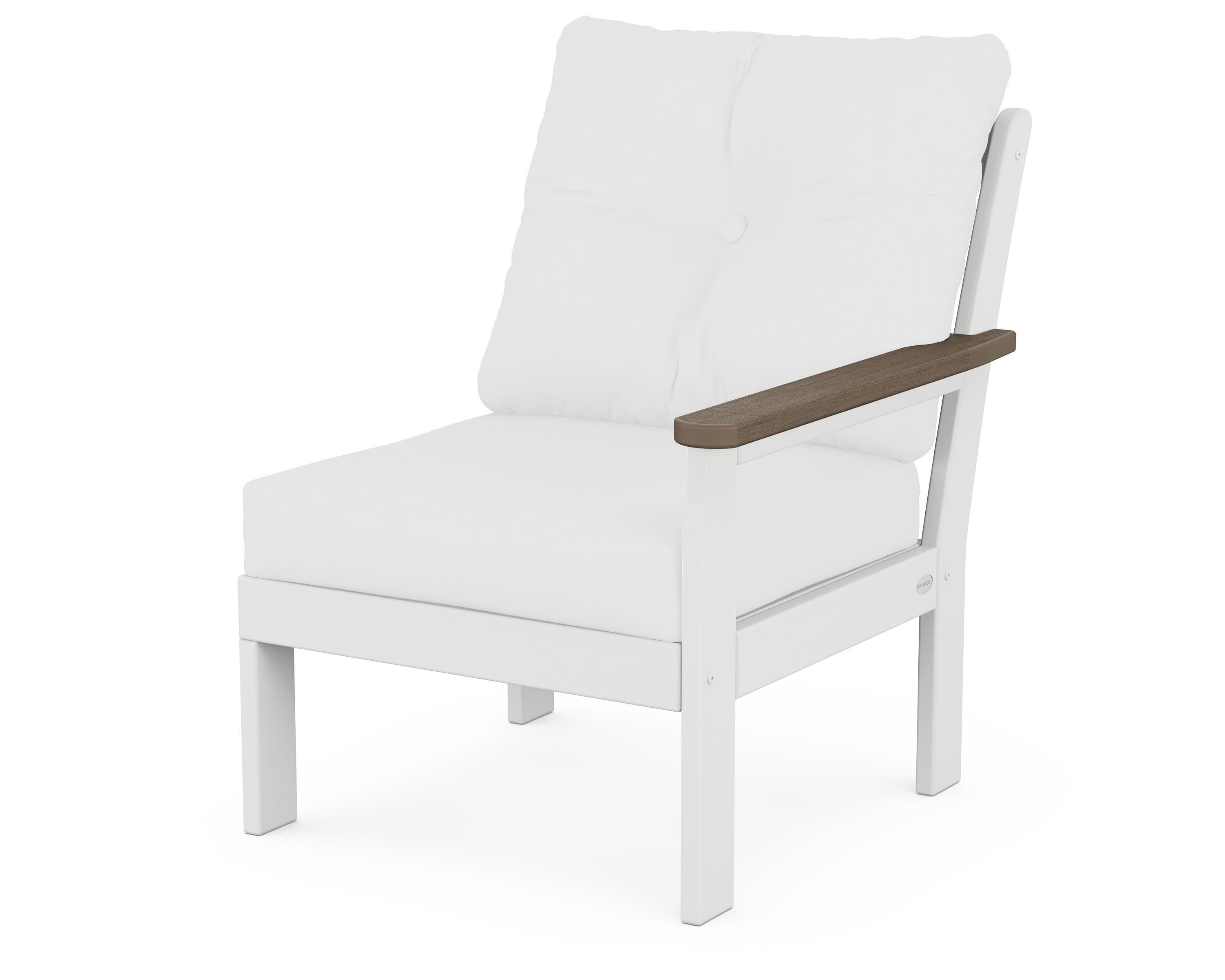 POLYWOOD® Vineyard Modular Right Arm Chair in White / Kona / Natural