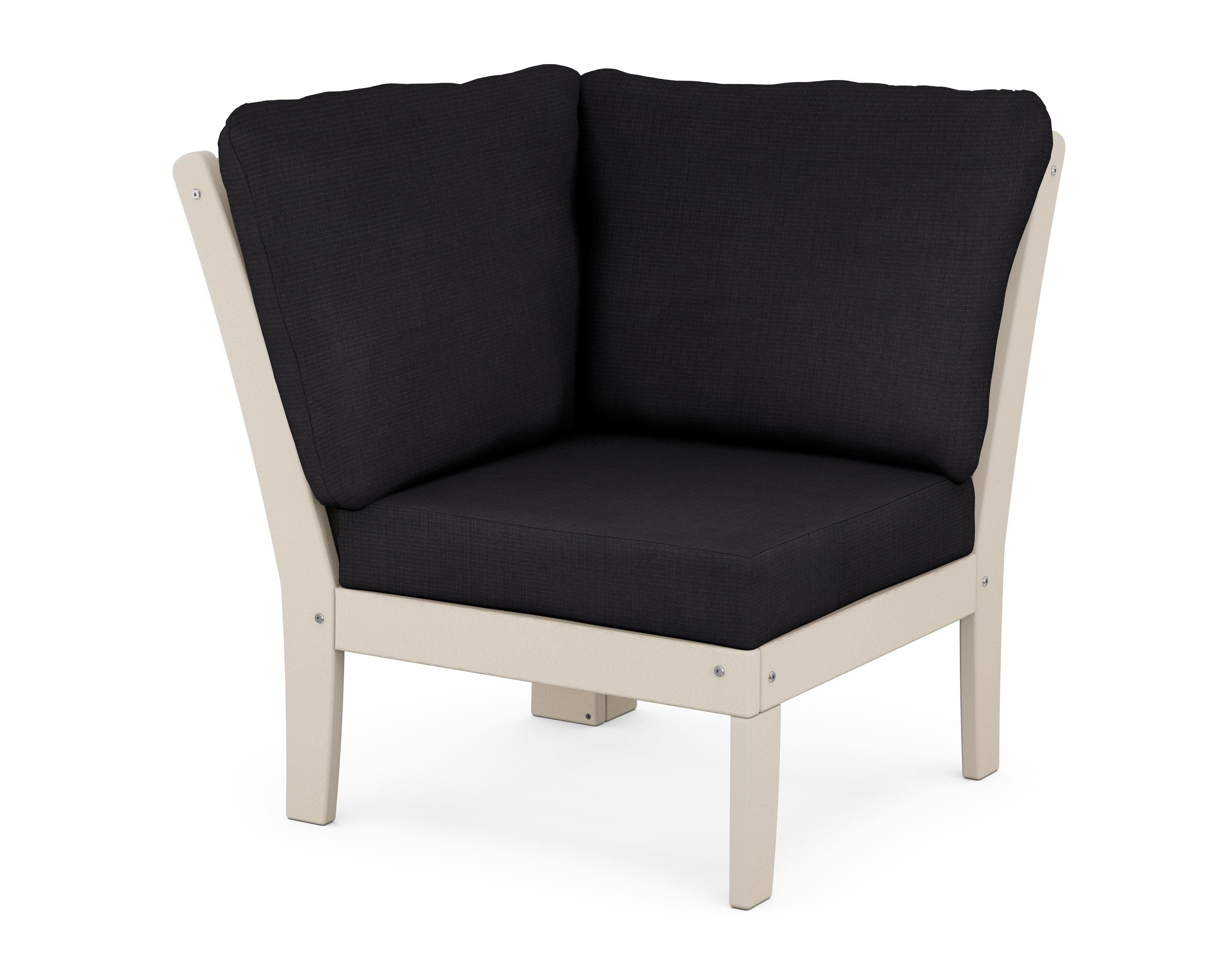 POLYWOOD® Braxton Modular Corner Chair in Sand / Midnight Linen