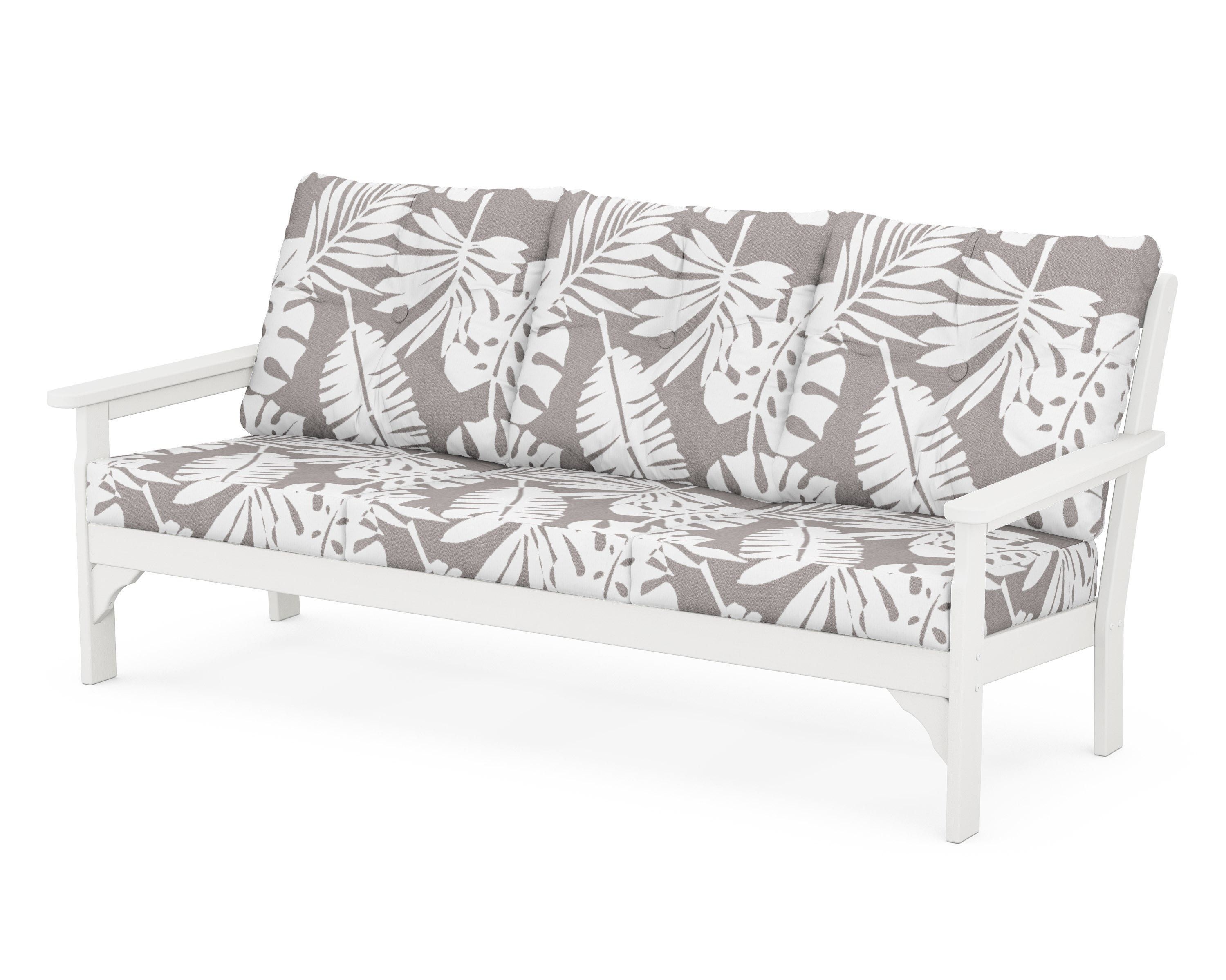 POLYWOOD® Vineyard Deep Seating Sofa in Vintage White / Leaf Grey Mist