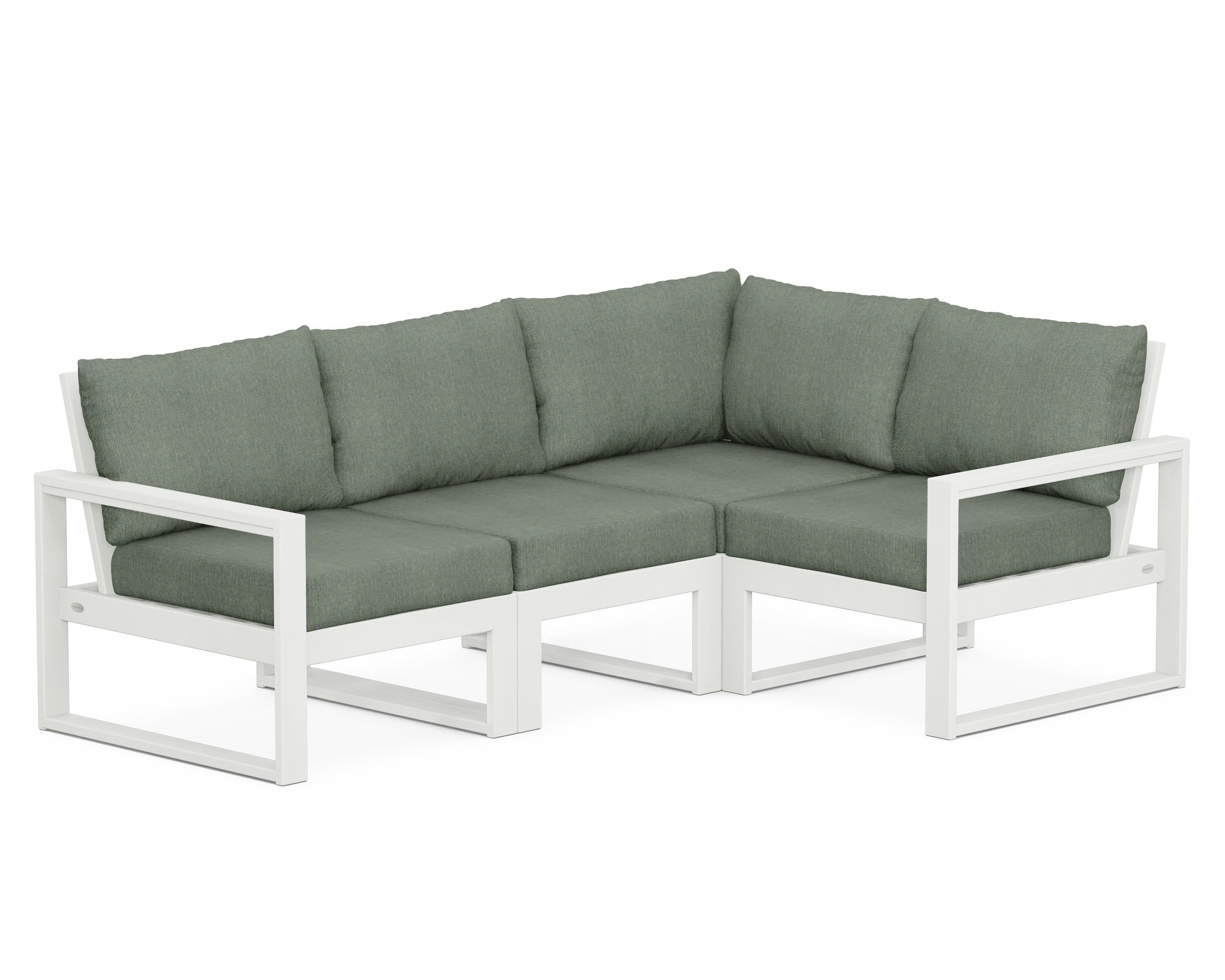POLYWOOD® EDGE 4-Piece Modular Deep Seating Set in Vintage White / Cast Sage