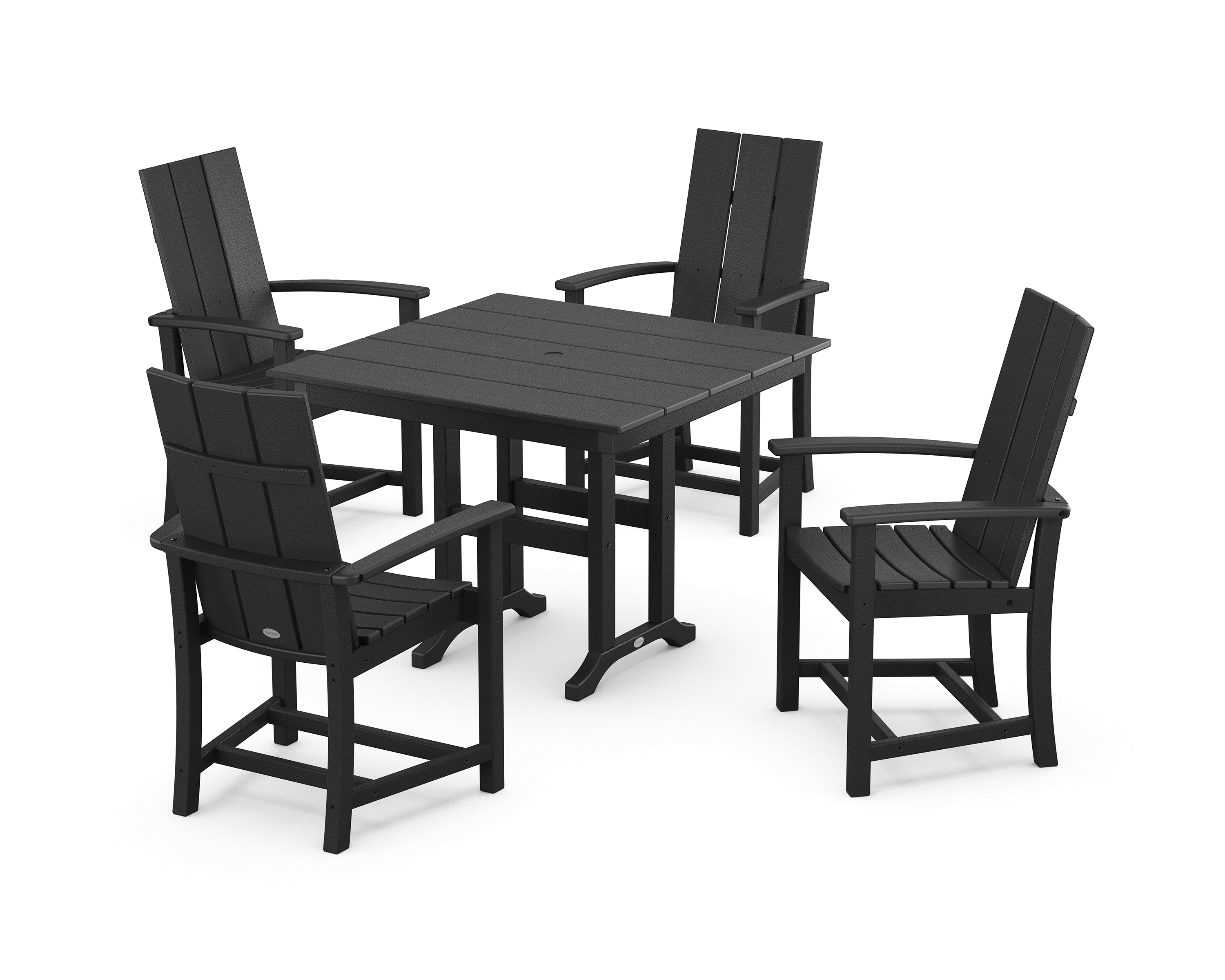 POLYWOOD® Modern Adirondack 5-Piece Farmhouse Dining Set in Black