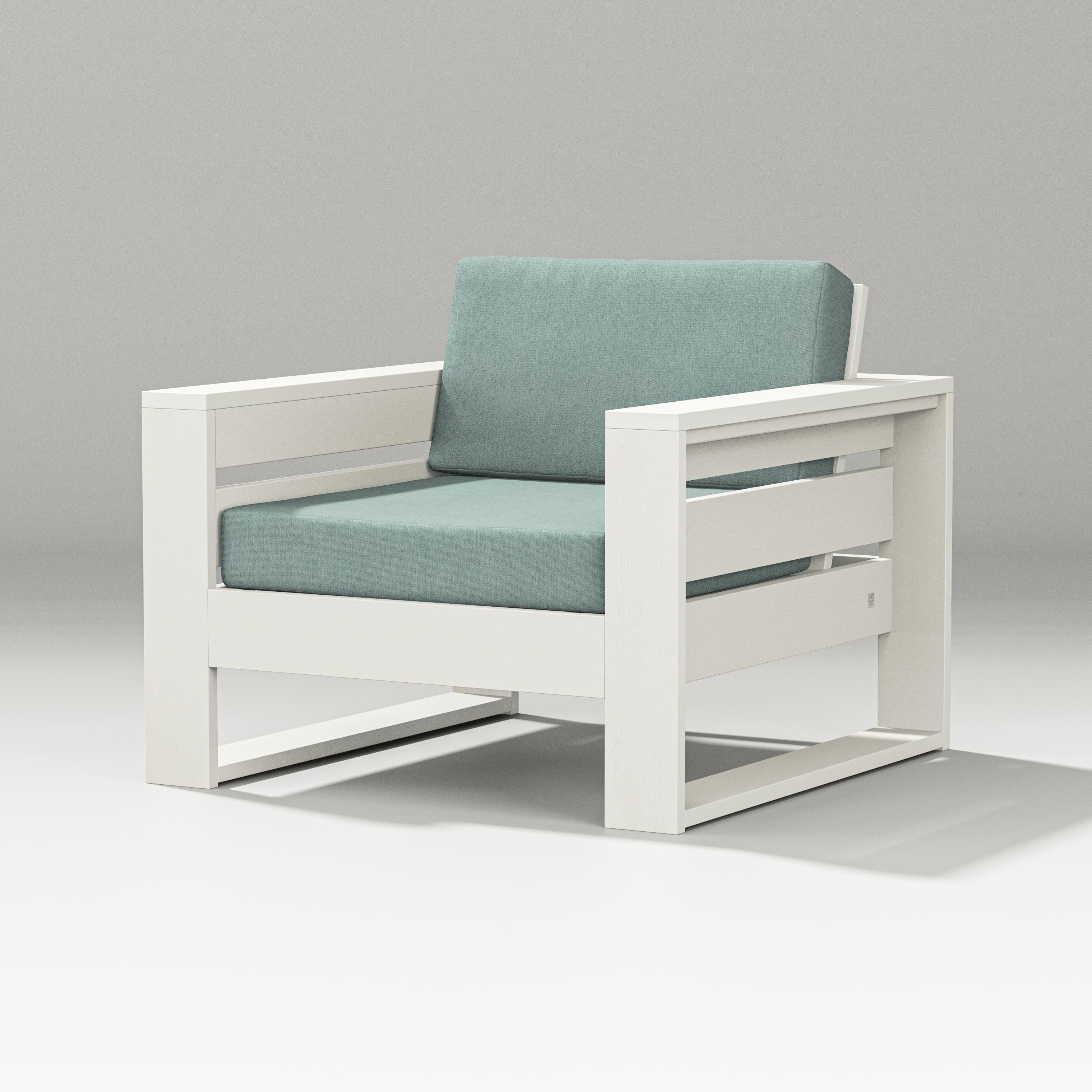 PW Designer Series Latitude Lounge Chair in Vintage White / Glacier Spa