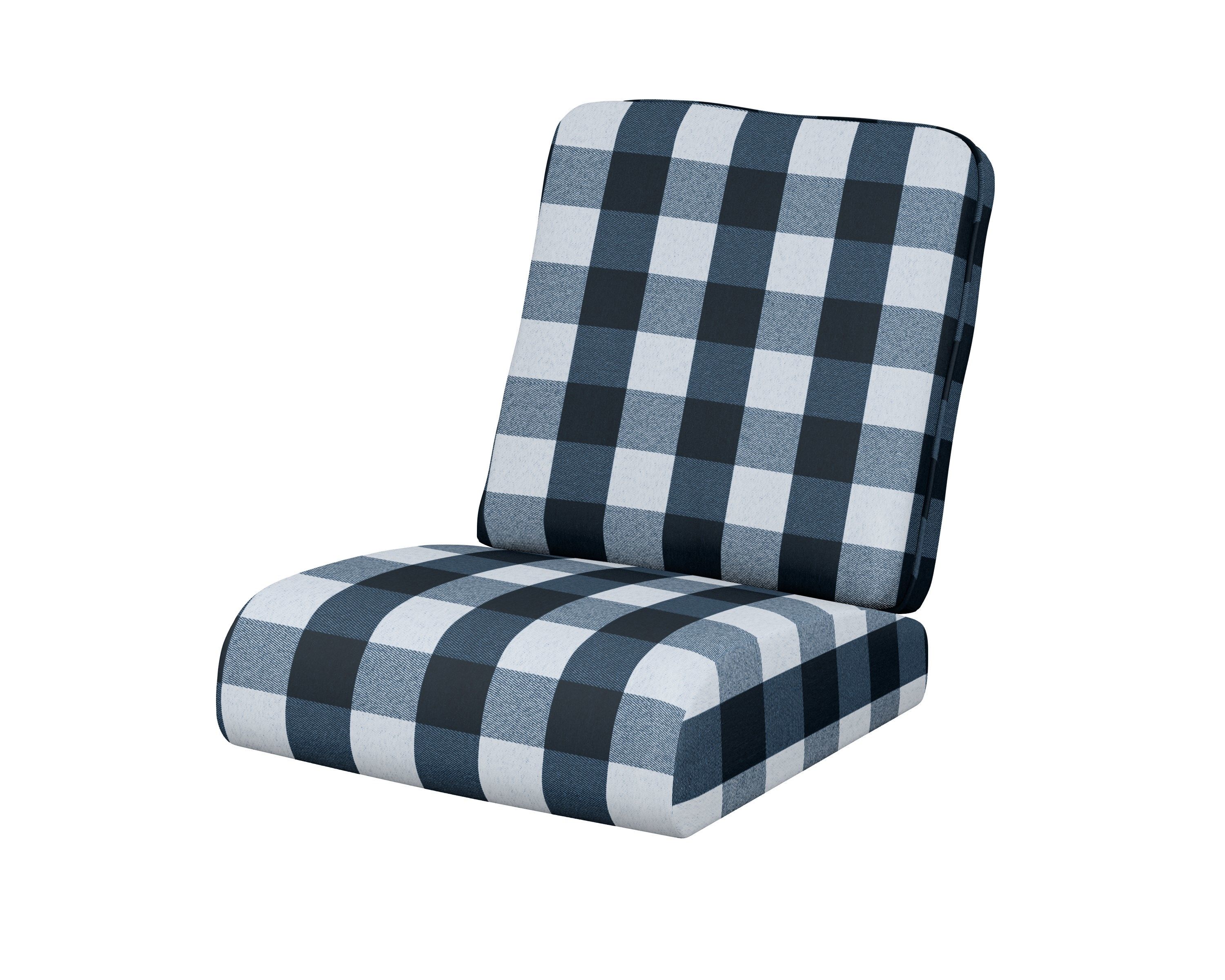 POLYWOOD® Club Seat/Back Cushion in Buffalo Plaid Marine Indigo