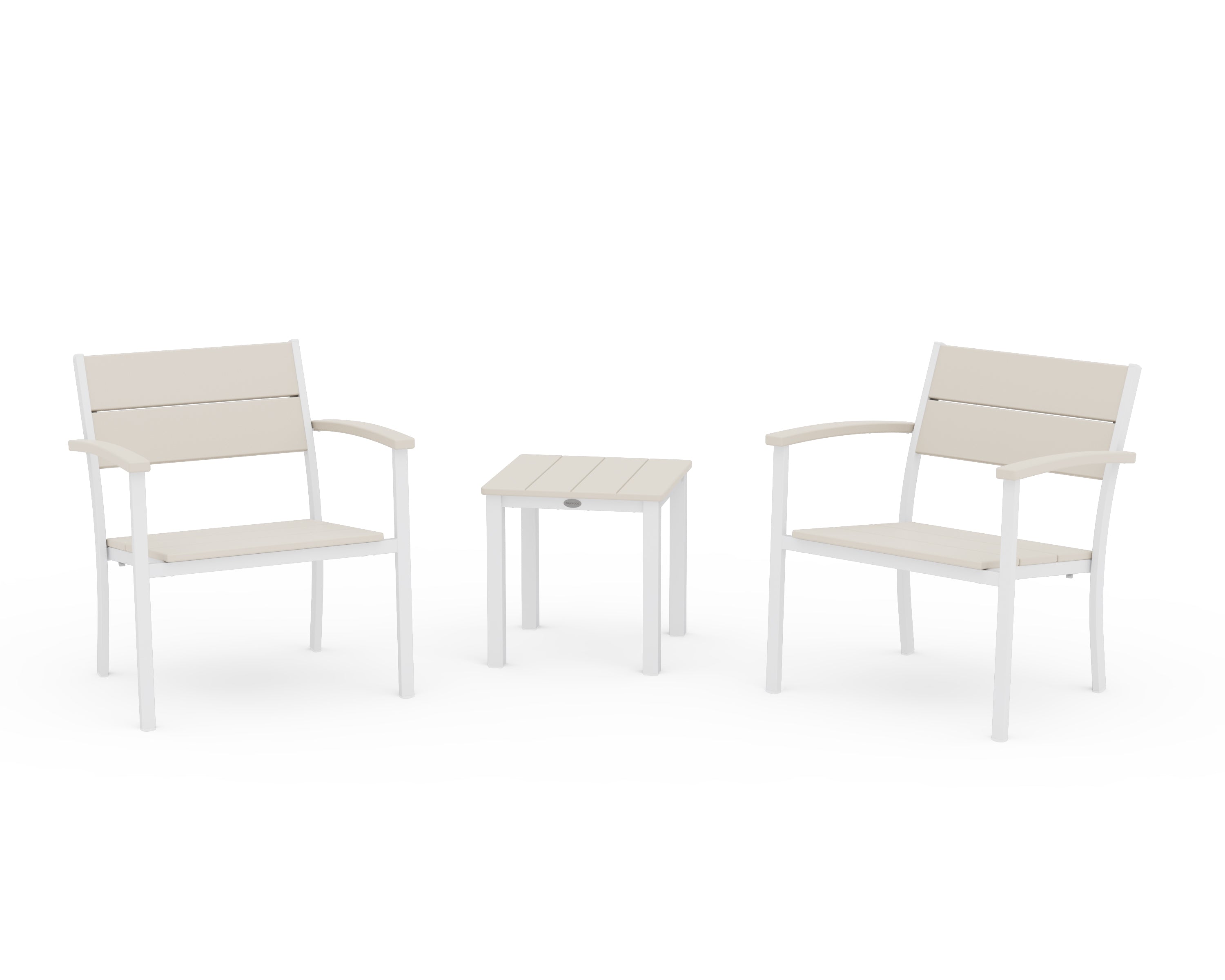 POLYWOOD® Main Street 3-Piece Lounge Chair Set in White / Sand