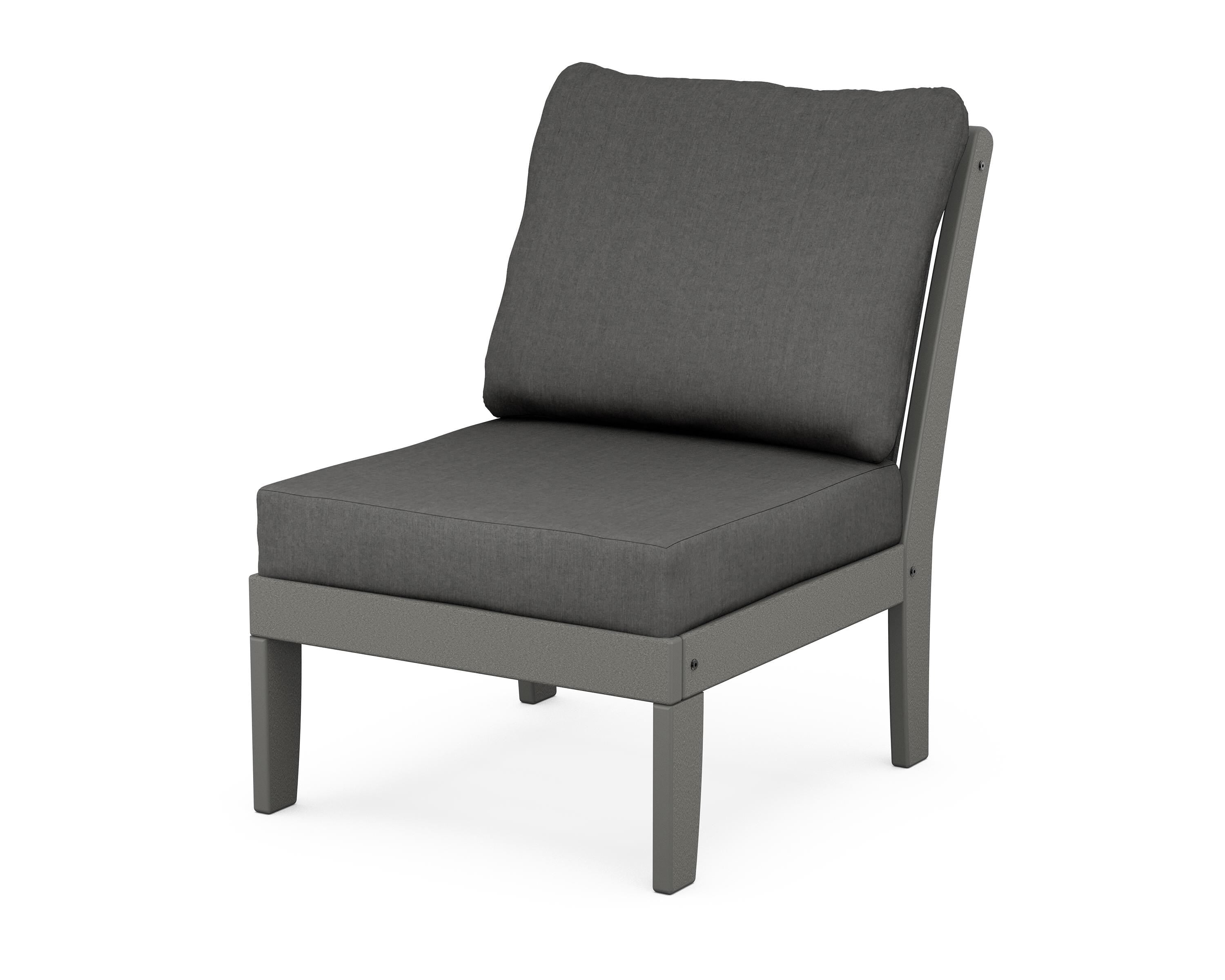 POLYWOOD® Braxton Modular Armless Chair in Slate Grey / Spectrum Carbon