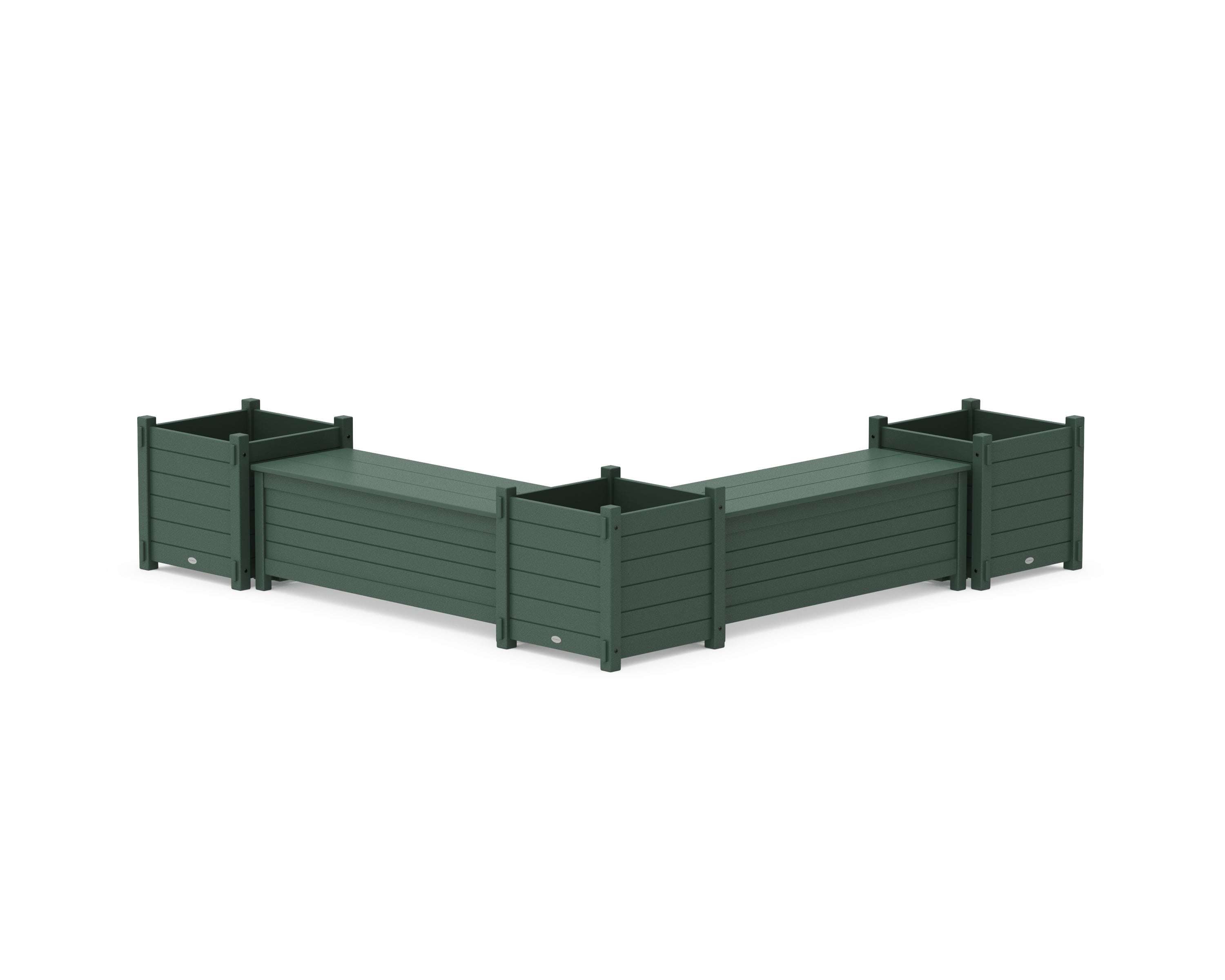 POLYWOOD® 48" Nautical L- Shaped Planter Storage Bench Corner Set- Large in Green