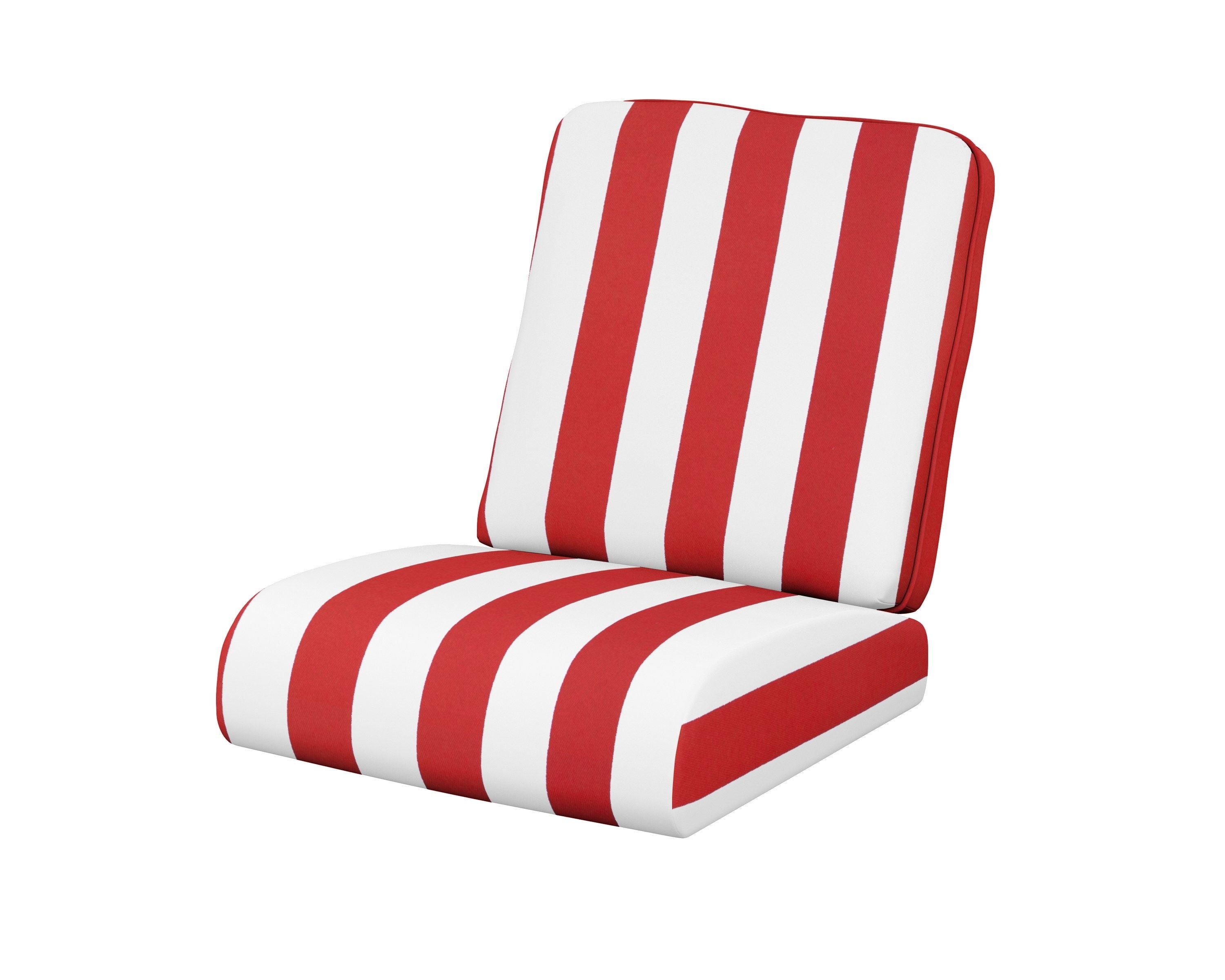POLYWOOD® Club Seat/Back Cushion in Cabana Stripe Crimson