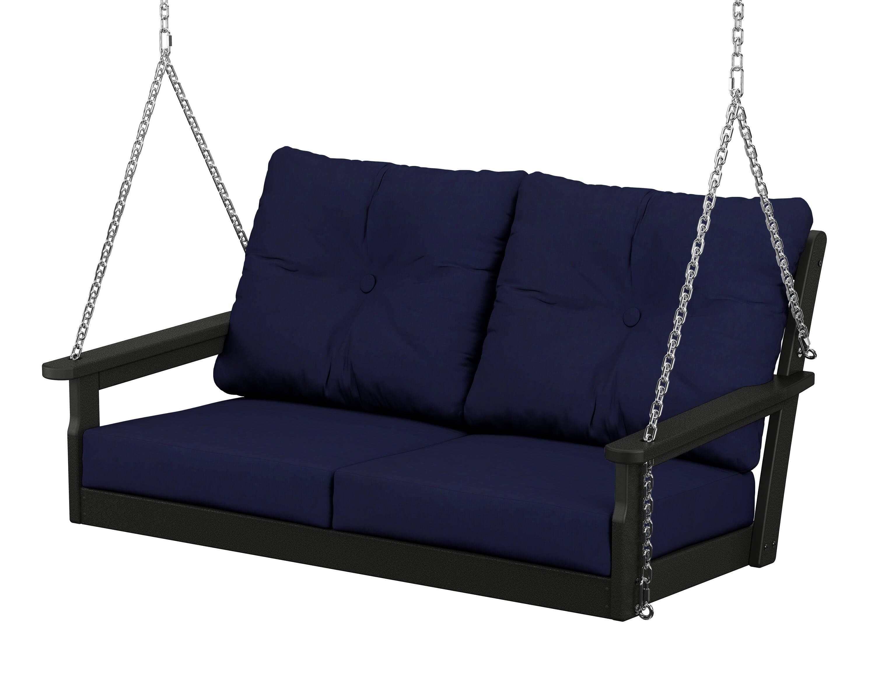 POLYWOOD® Vineyard Deep Seating Swing in Black / Navy