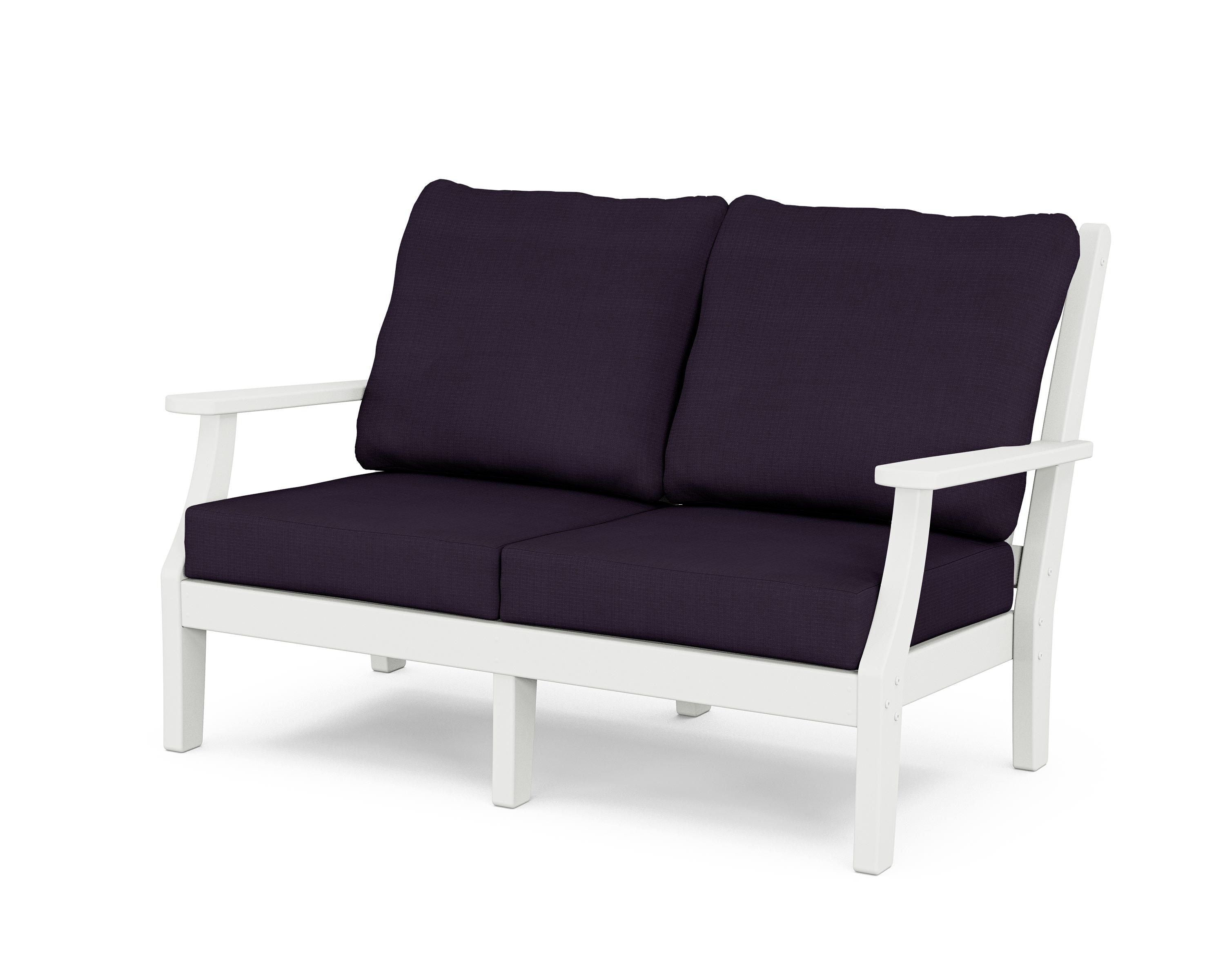 Country Living Wovendale Deep Seating Loveseat in White / Navy Linen