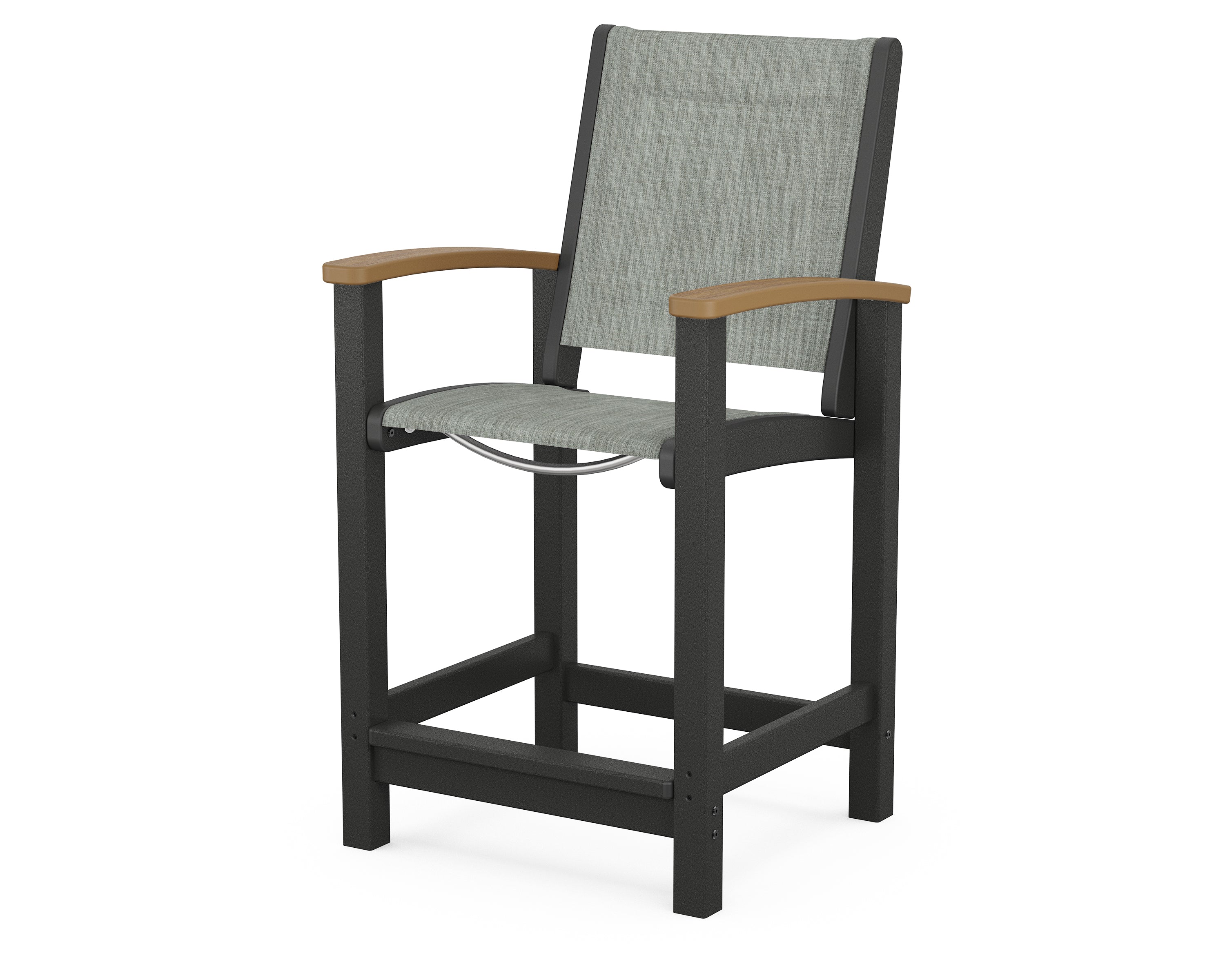POLYWOOD® Coastal Counter Chair in Black / Natural / Birch Sling