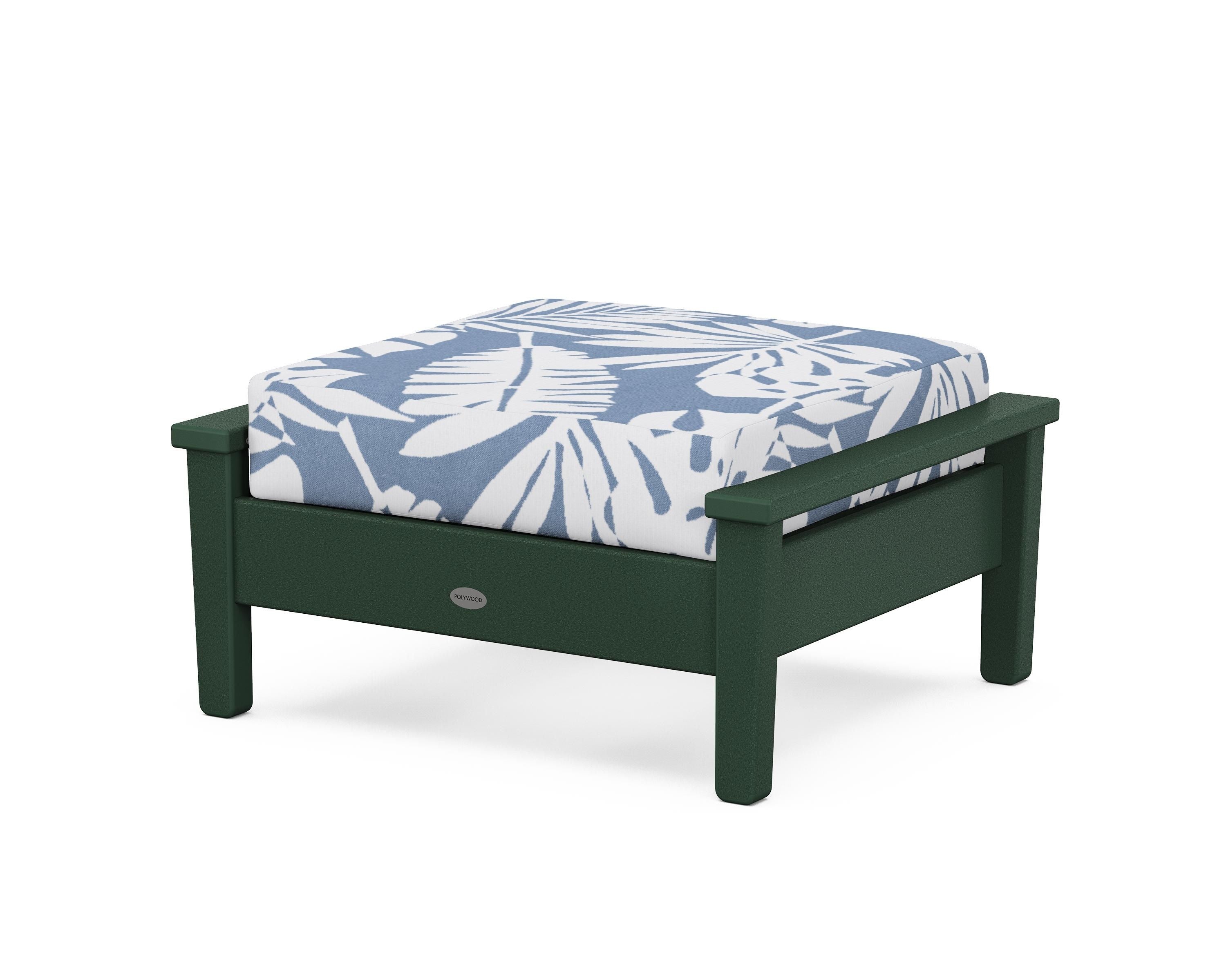 POLYWOOD® Prescott Deep Seating Ottoman in Green / Leaf Sky Blue