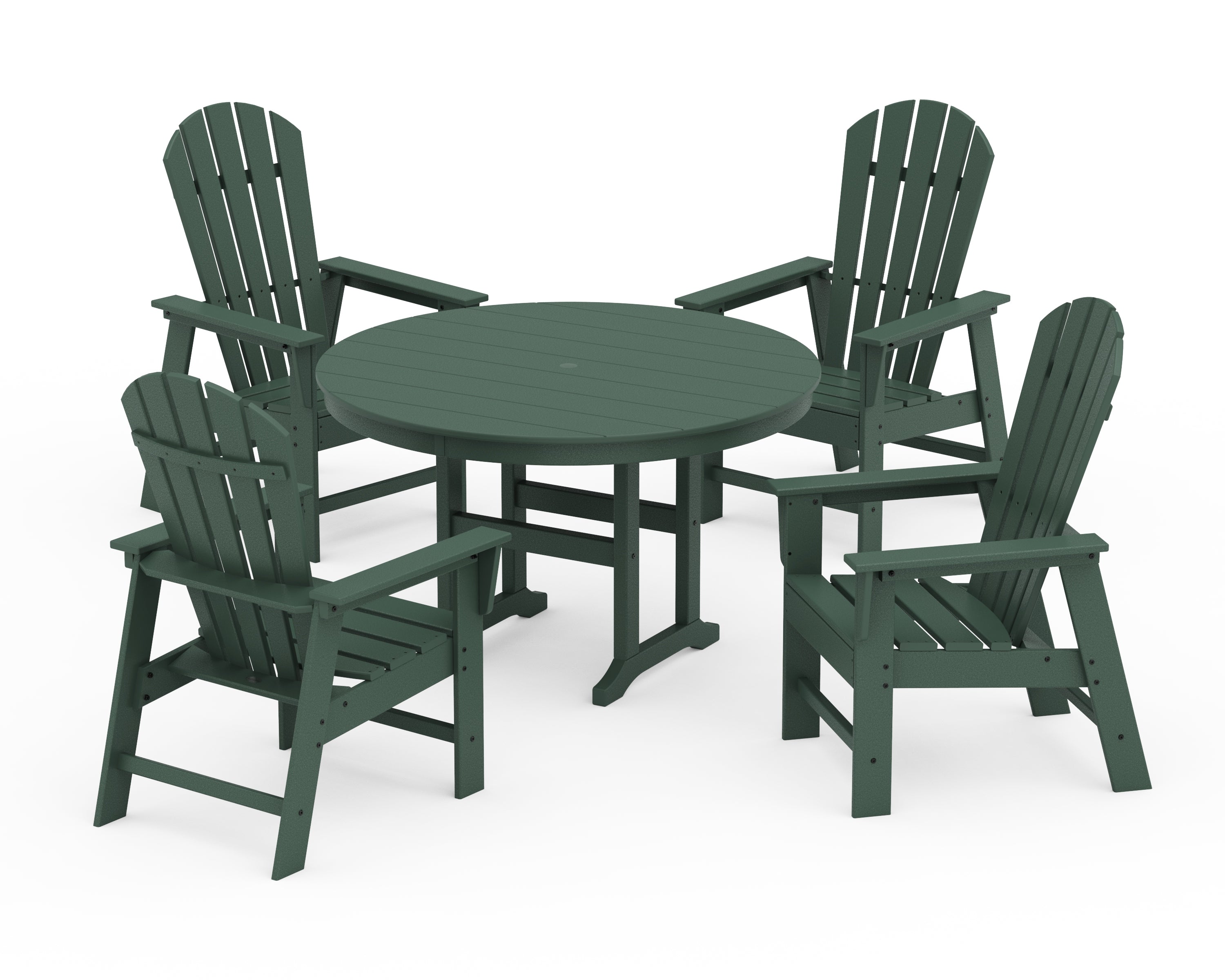 POLYWOOD® South Beach 5-Piece Round Farmhouse Dining Set in Green
