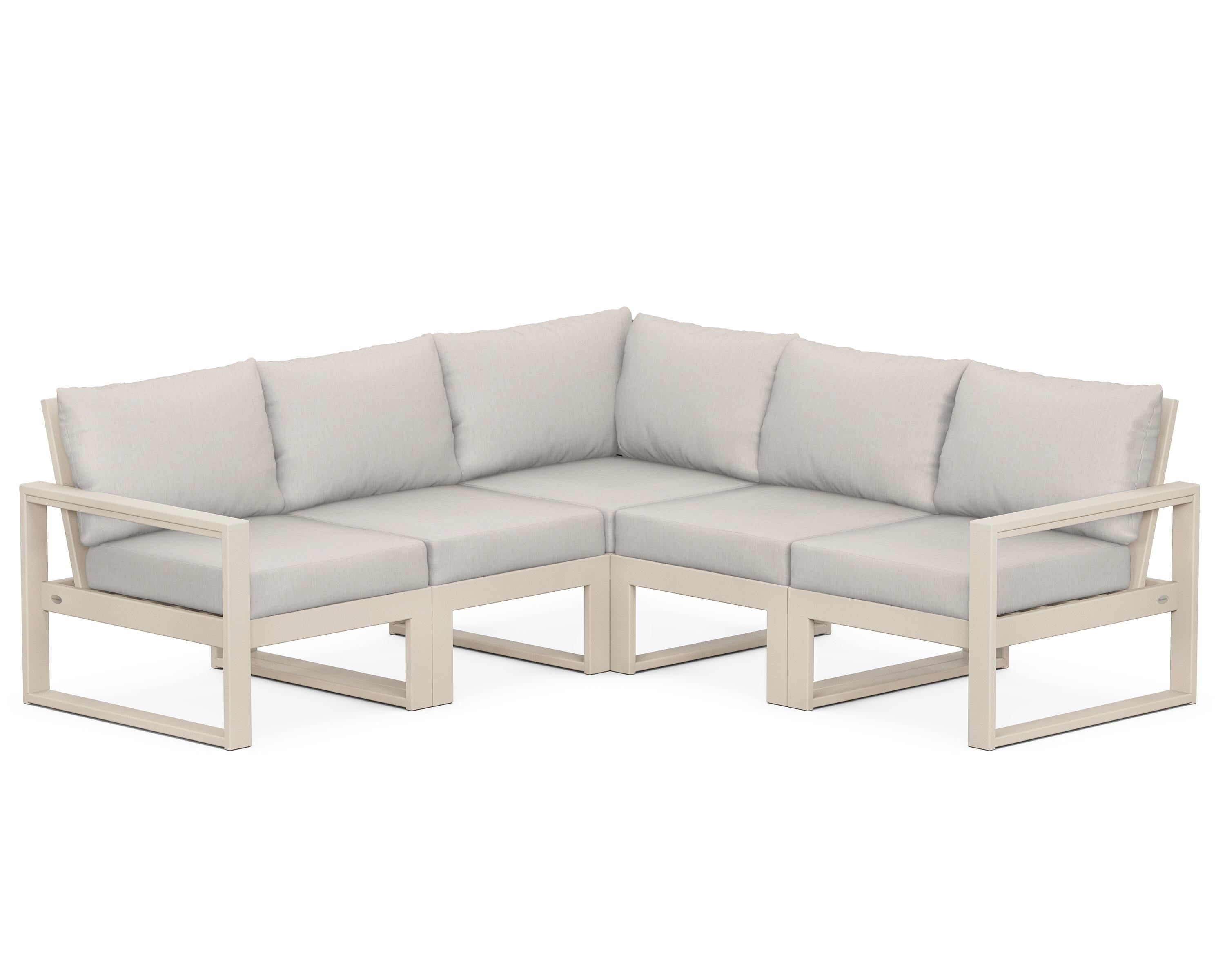 POLYWOOD® EDGE 5-Piece Modular Deep Seating Set in Sand / Cast Ash
