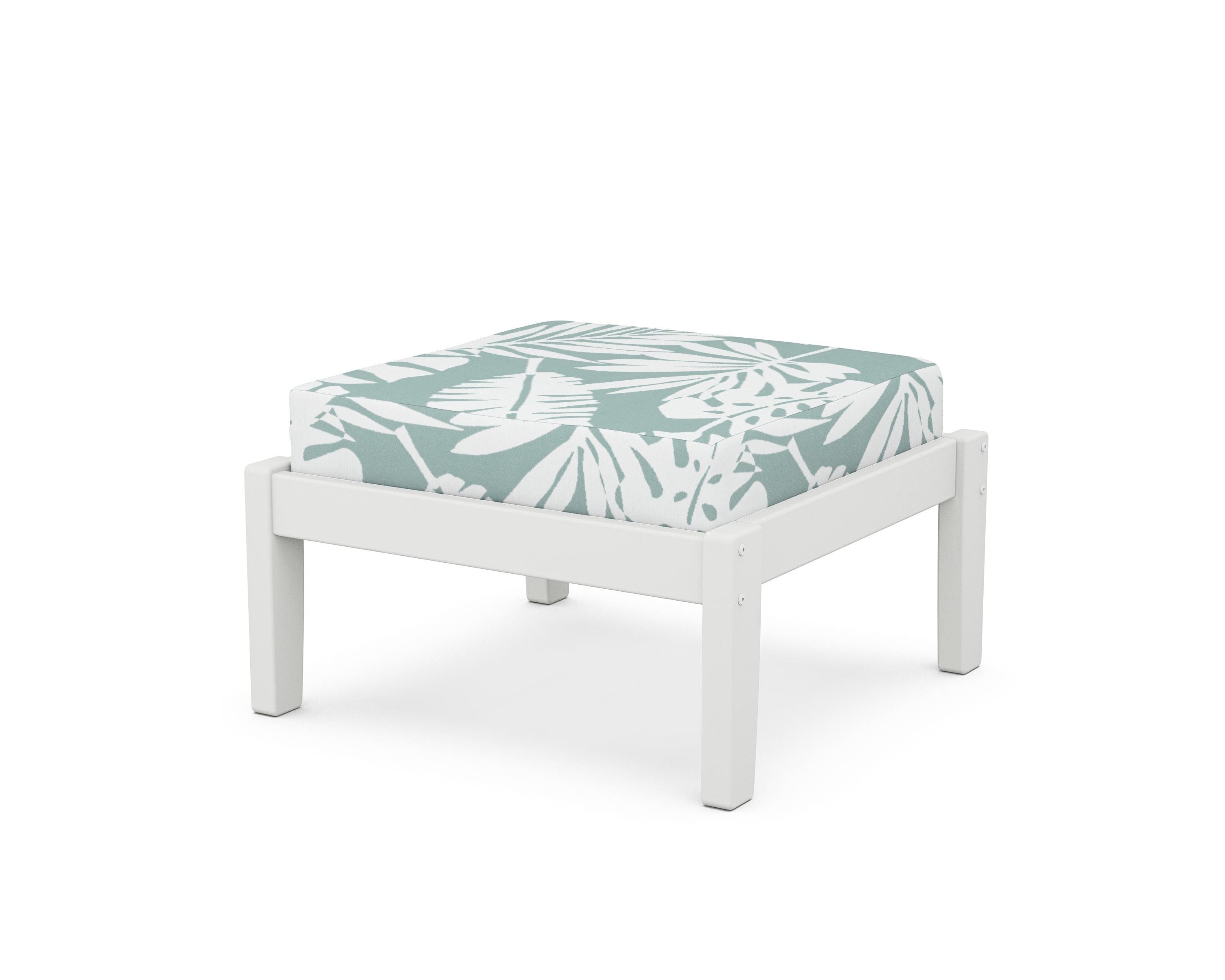 Unbranded Deep Seating Ottoman in White / Leaf Glacier Spa