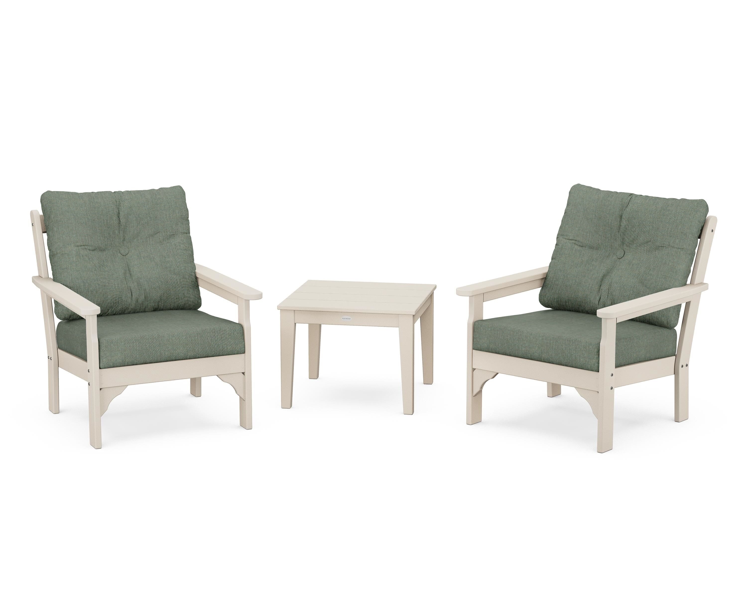 POLYWOOD® Vineyard 3-Piece Deep Seating Set in Sand / Cast Sage