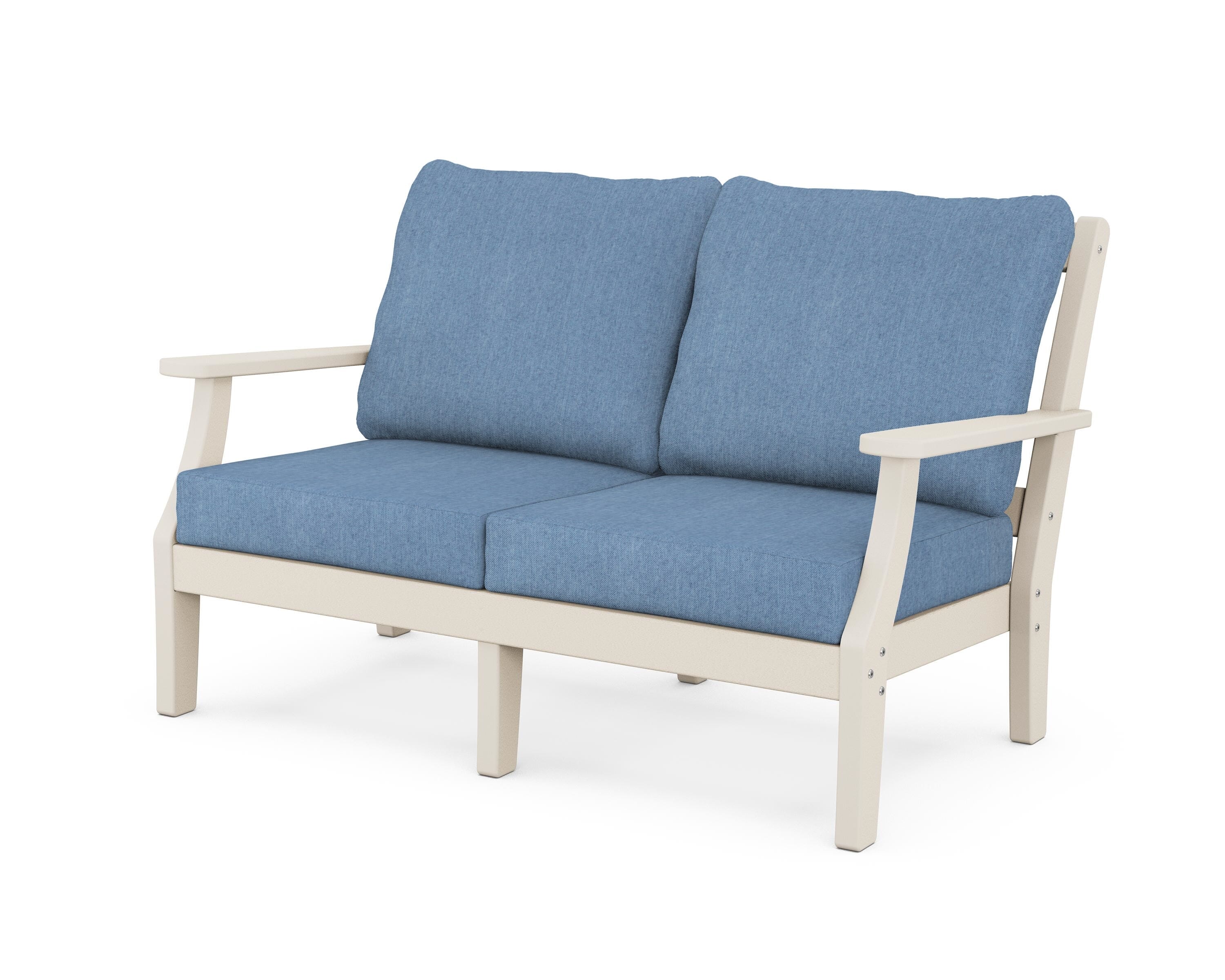 Martha Stewart by POLYWOOD® Chinoiserie Deep Seating Loveseat in Sand / Sky Blue