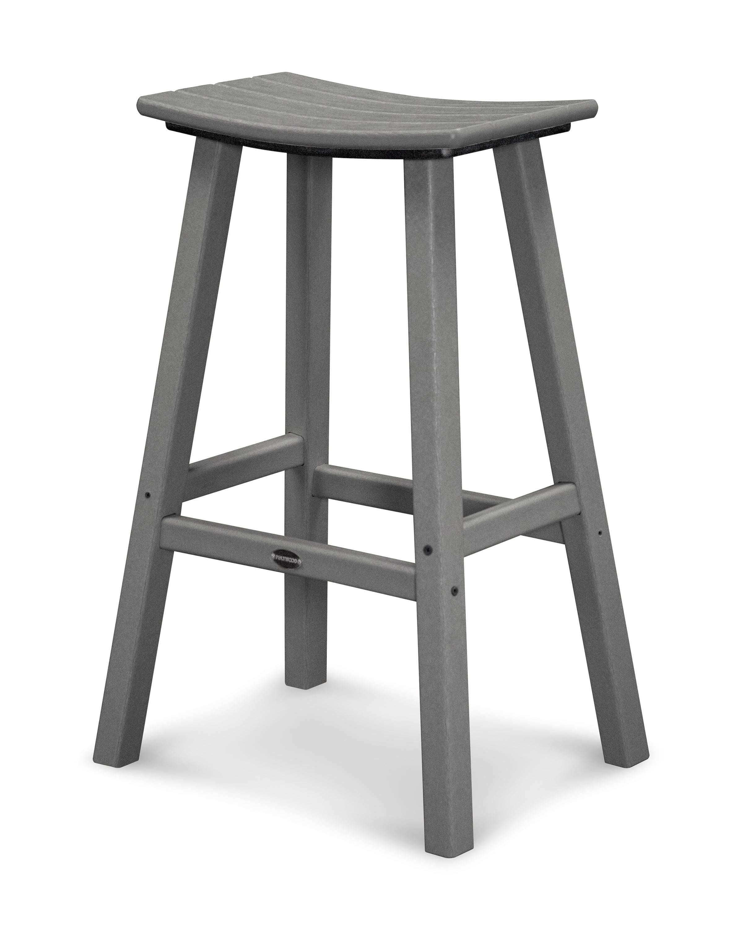 POLYWOOD® Traditional 30" Saddle Bar Stool in Slate Grey