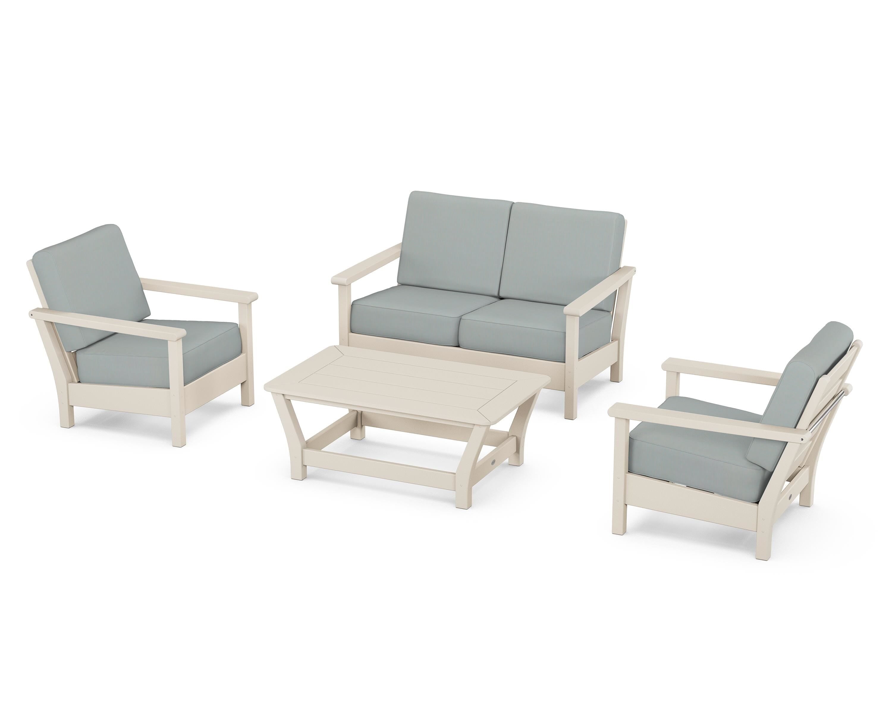 POLYWOOD® Harbour 4-Piece Deep Seating Set in Sand / Spa