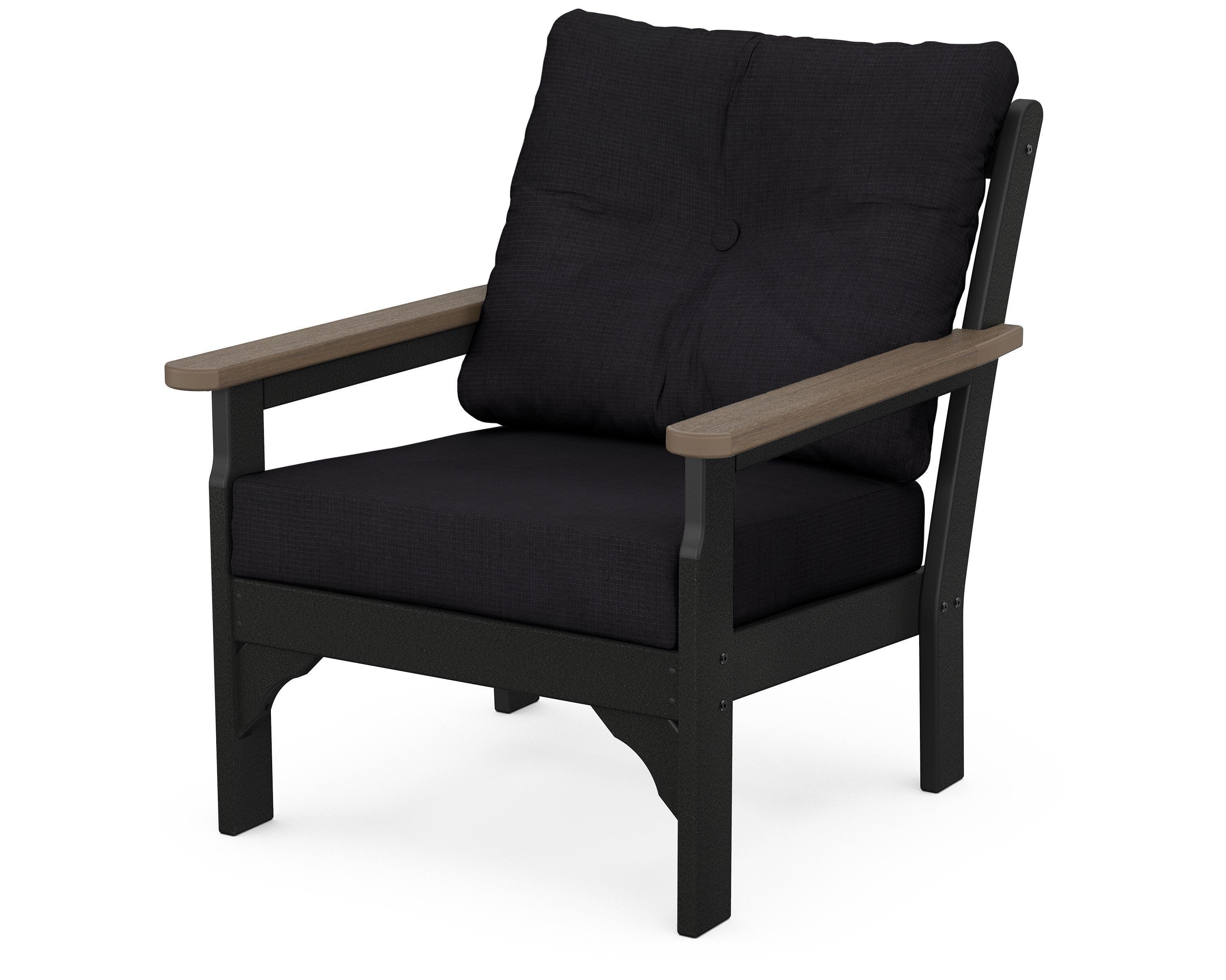 POLYWOOD® Vineyard Deep Seating Chair in White / Kona / Midnight Linen