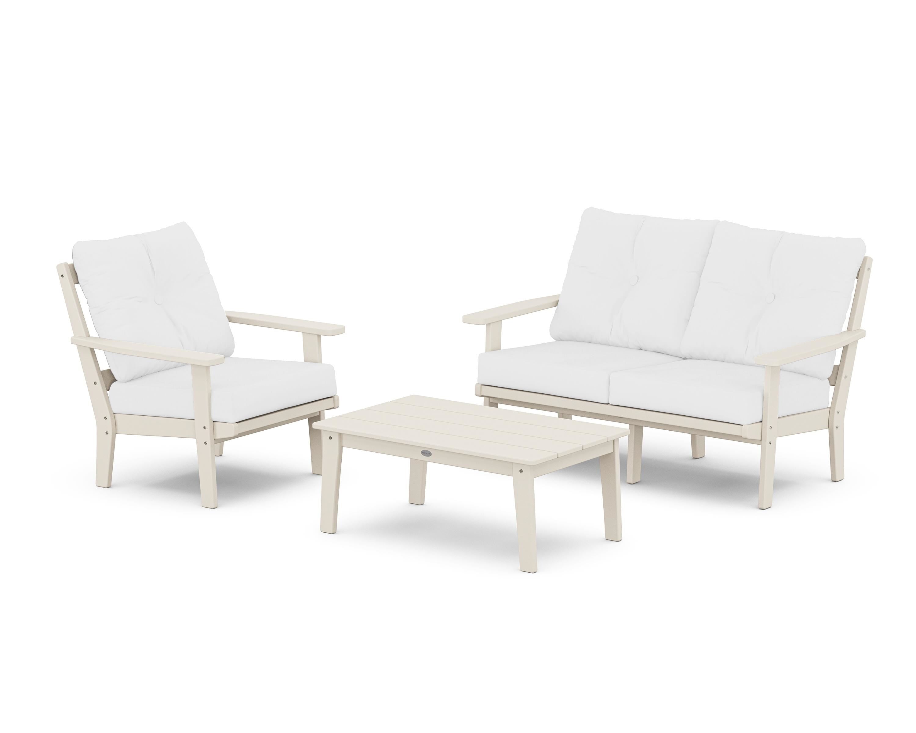 POLYWOOD® Prairie 3-Piece Deep Seating Set with Loveseat in Sand / Natural