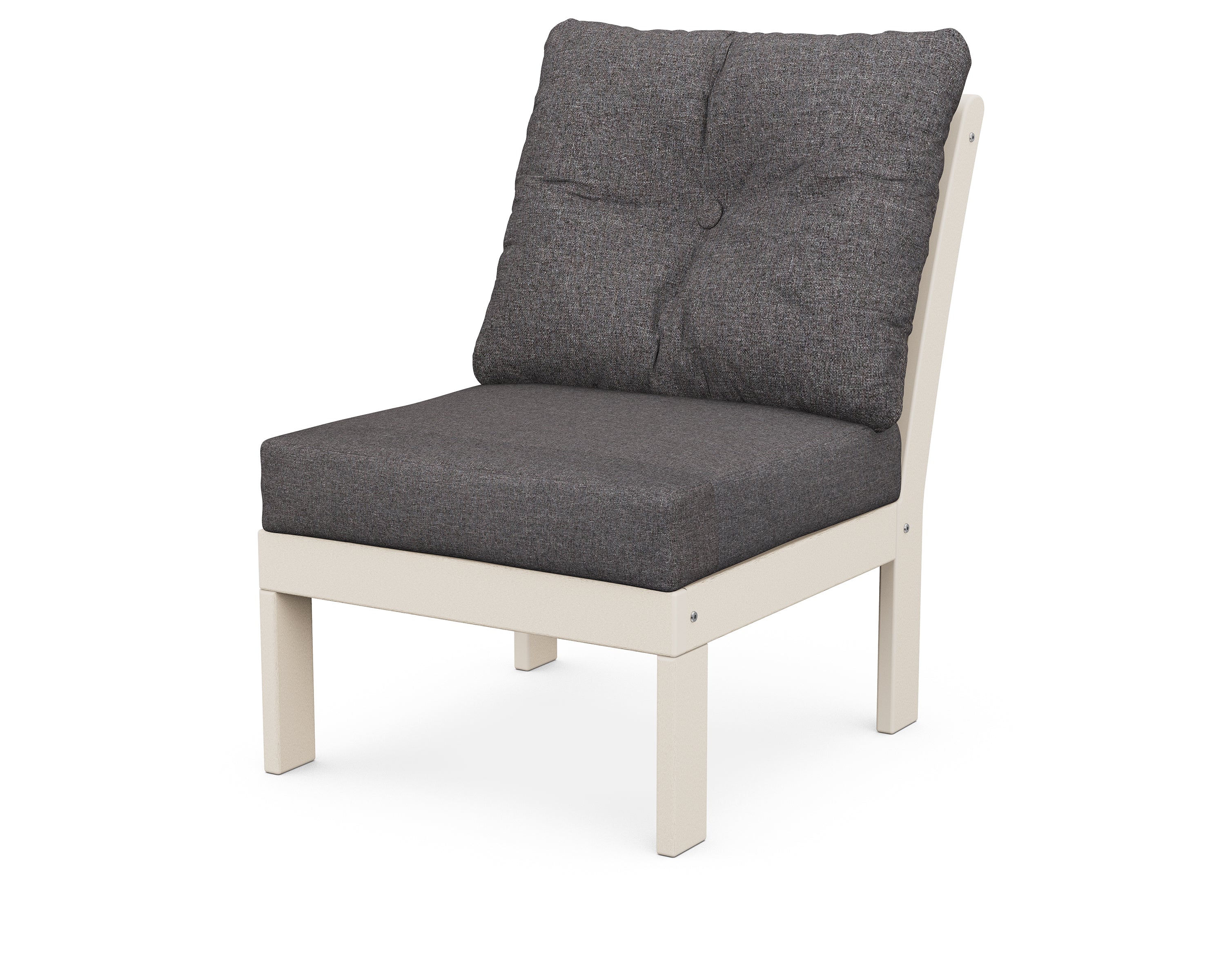 POLYWOOD® Vineyard Modular Armless Chair in Sand / Ash Charcoal