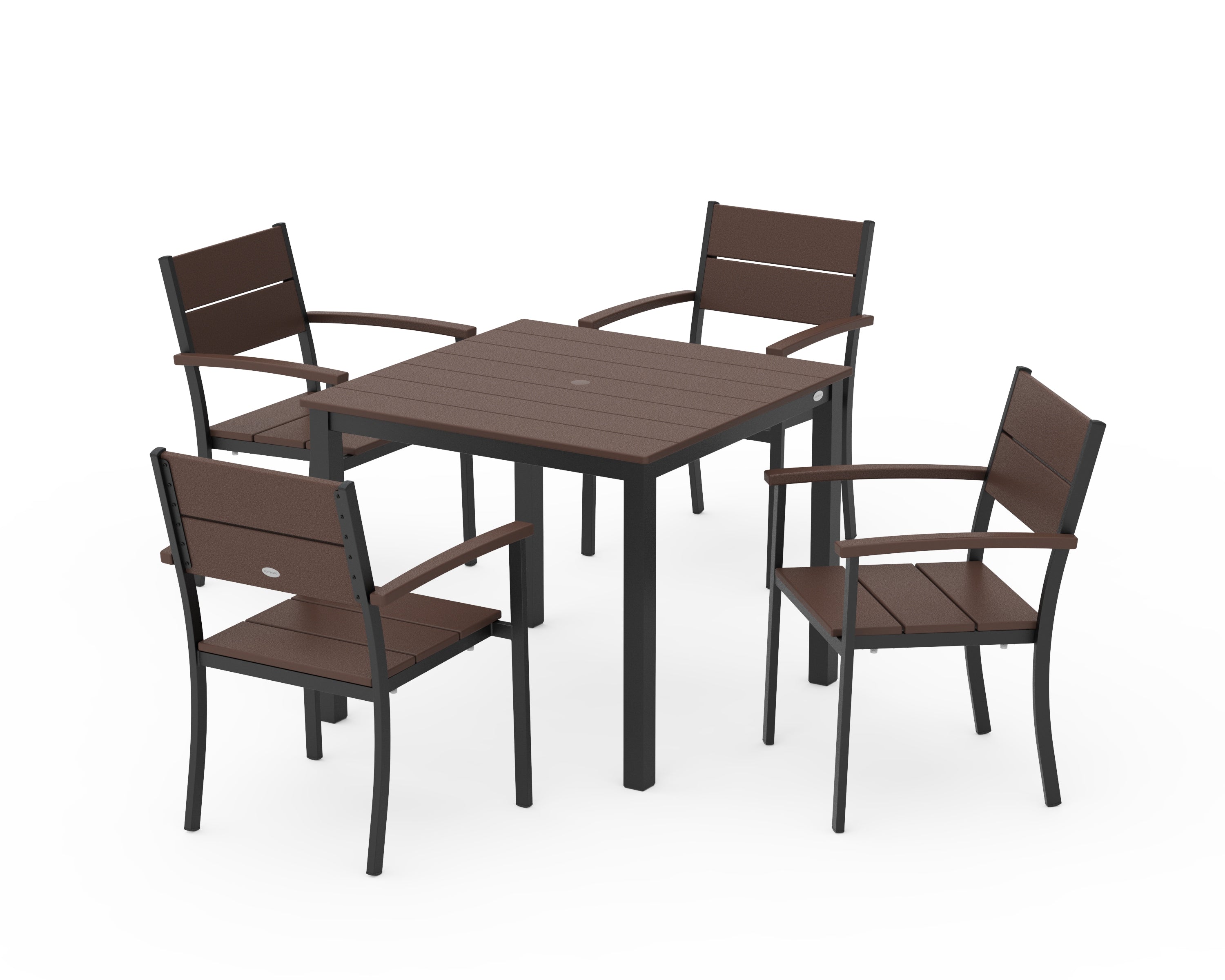 POLYWOOD® Main Street 5-Piece Dining Set in Black / Mahogany